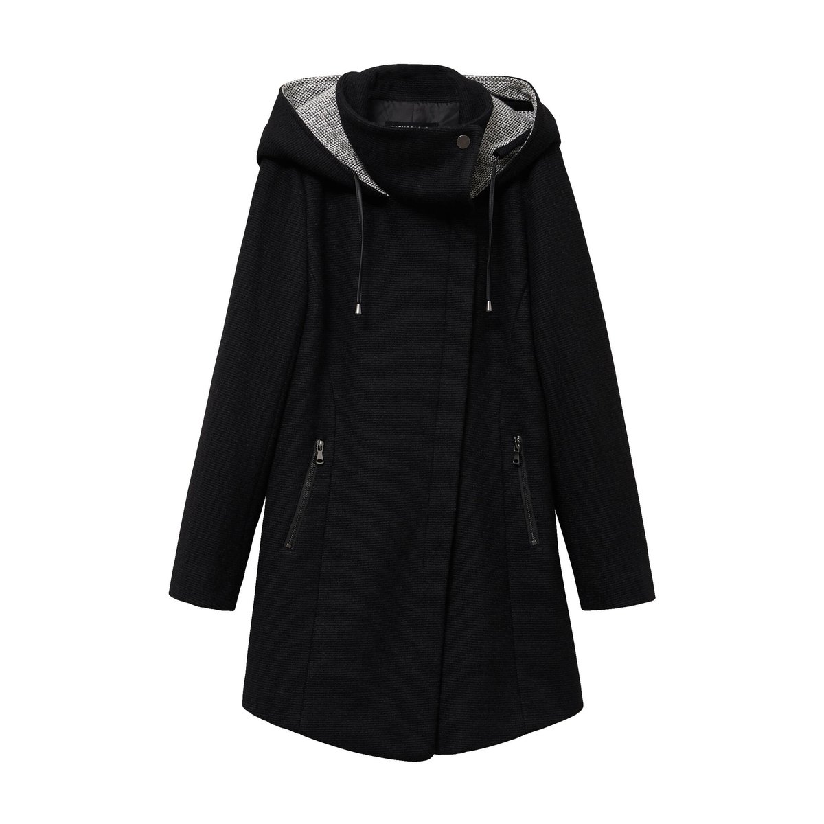 Manteau cintré asymétrique noir, CACHE CACHE