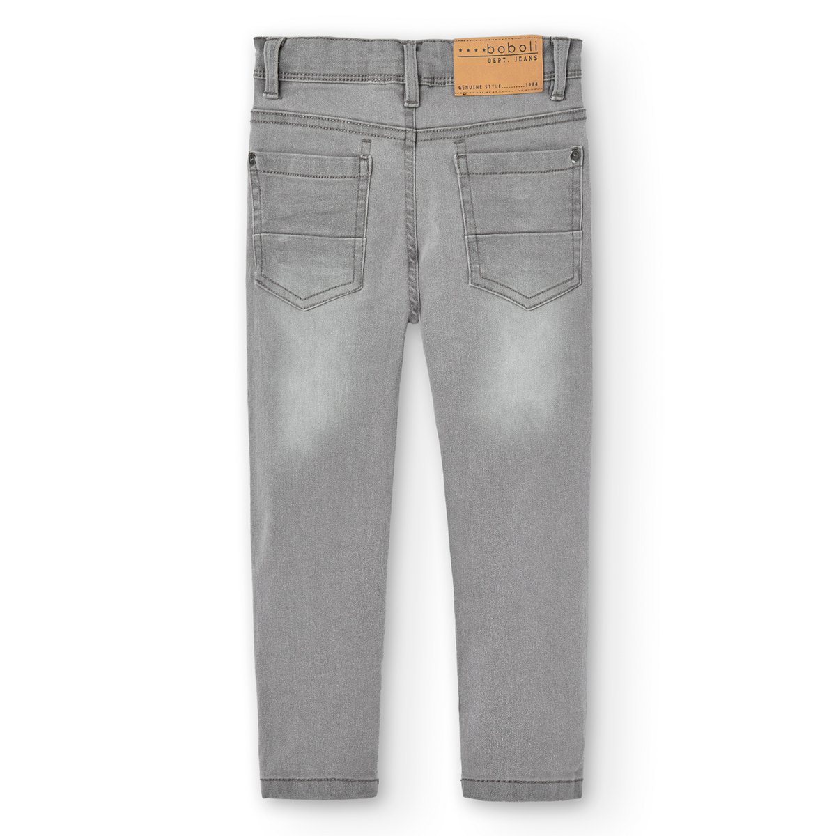 Pantalon garçon en denim élastiqué gris, BOBOLI