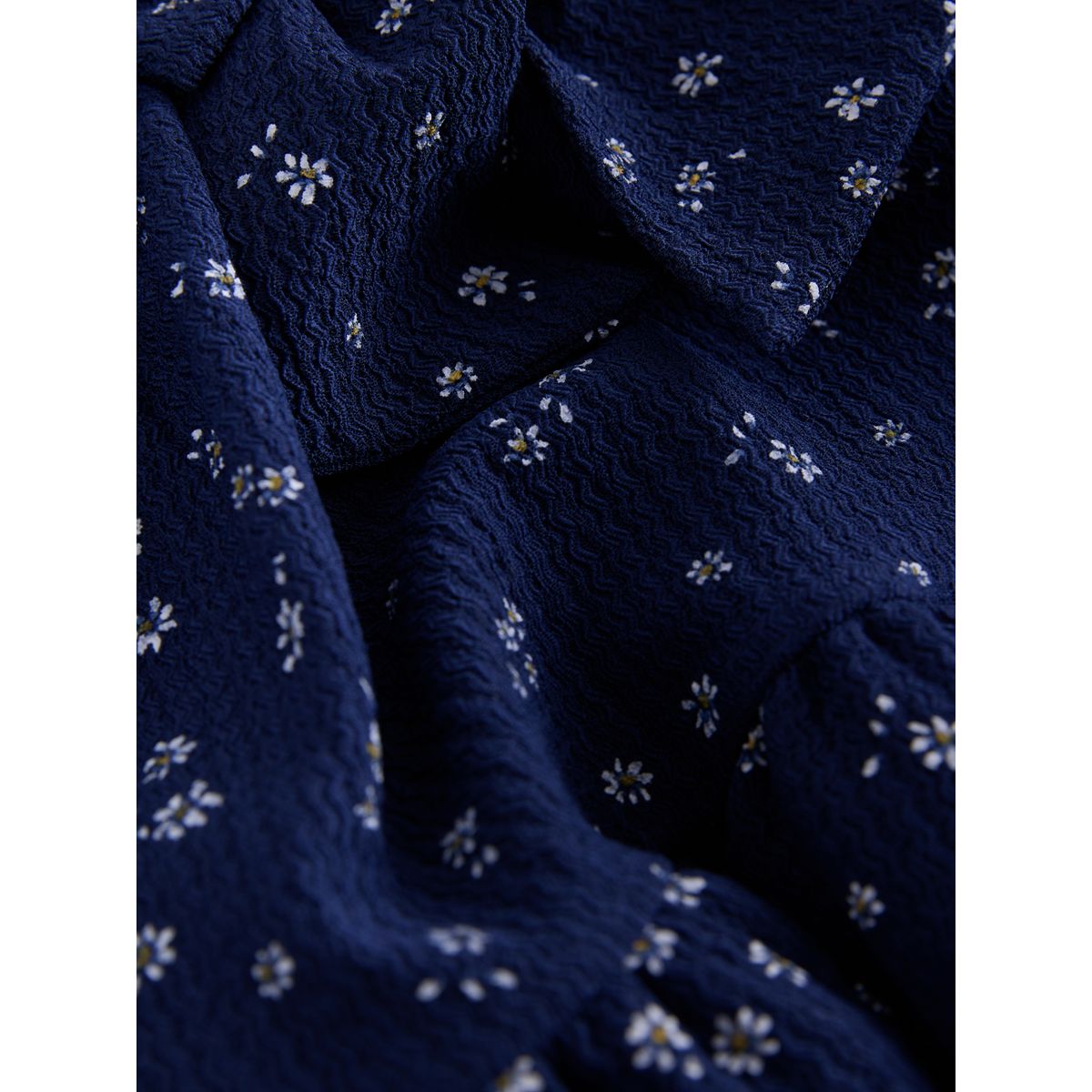 Robe à manches longues et volants superposés bleu marine, NEXT