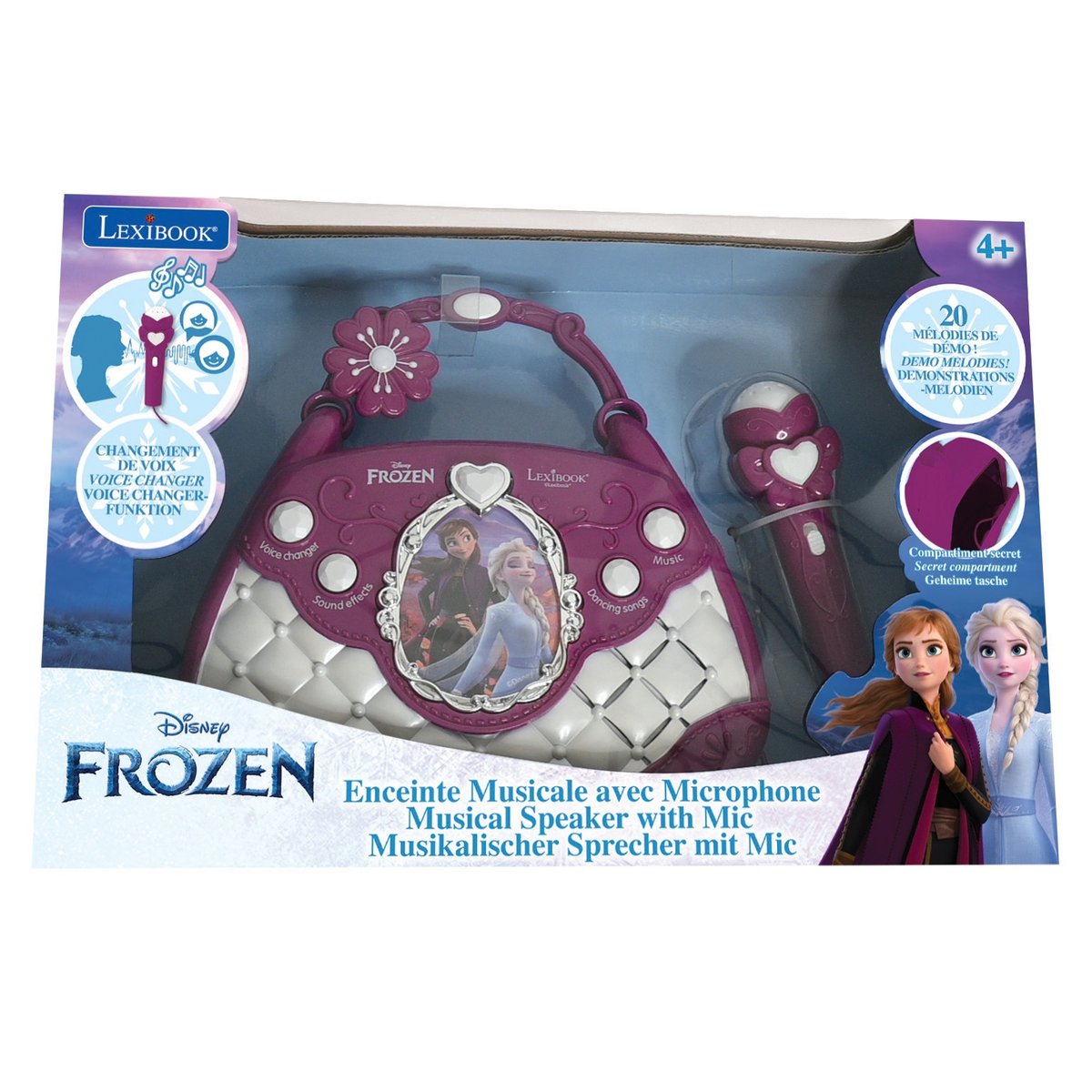 Sac à Main Enceinte Musicale Reine des Neiges violet, LEXIBOOK