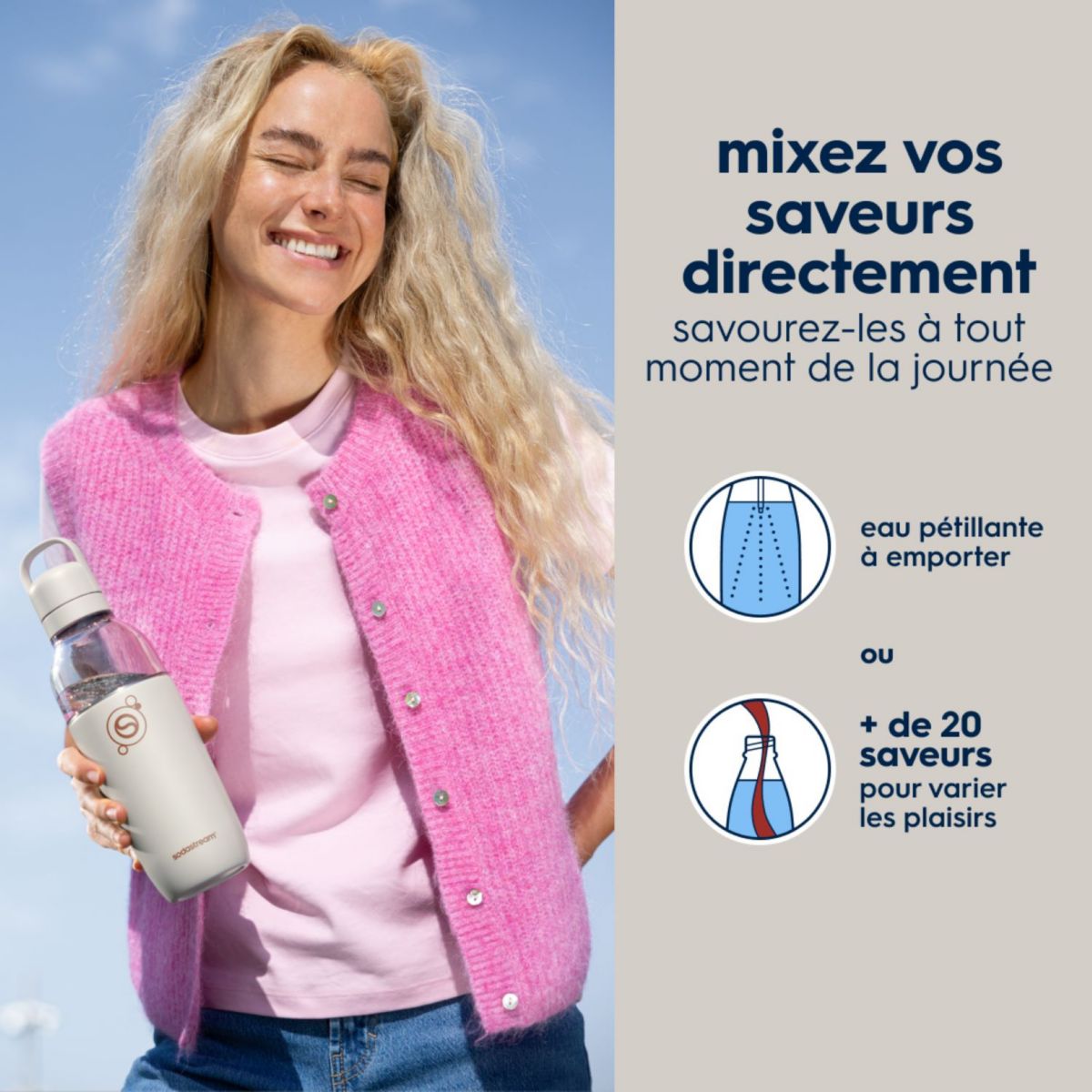 Bouteille isotherme Fizz & Go EASY MIX sable 0.7L couleur unique, SODASTREAM