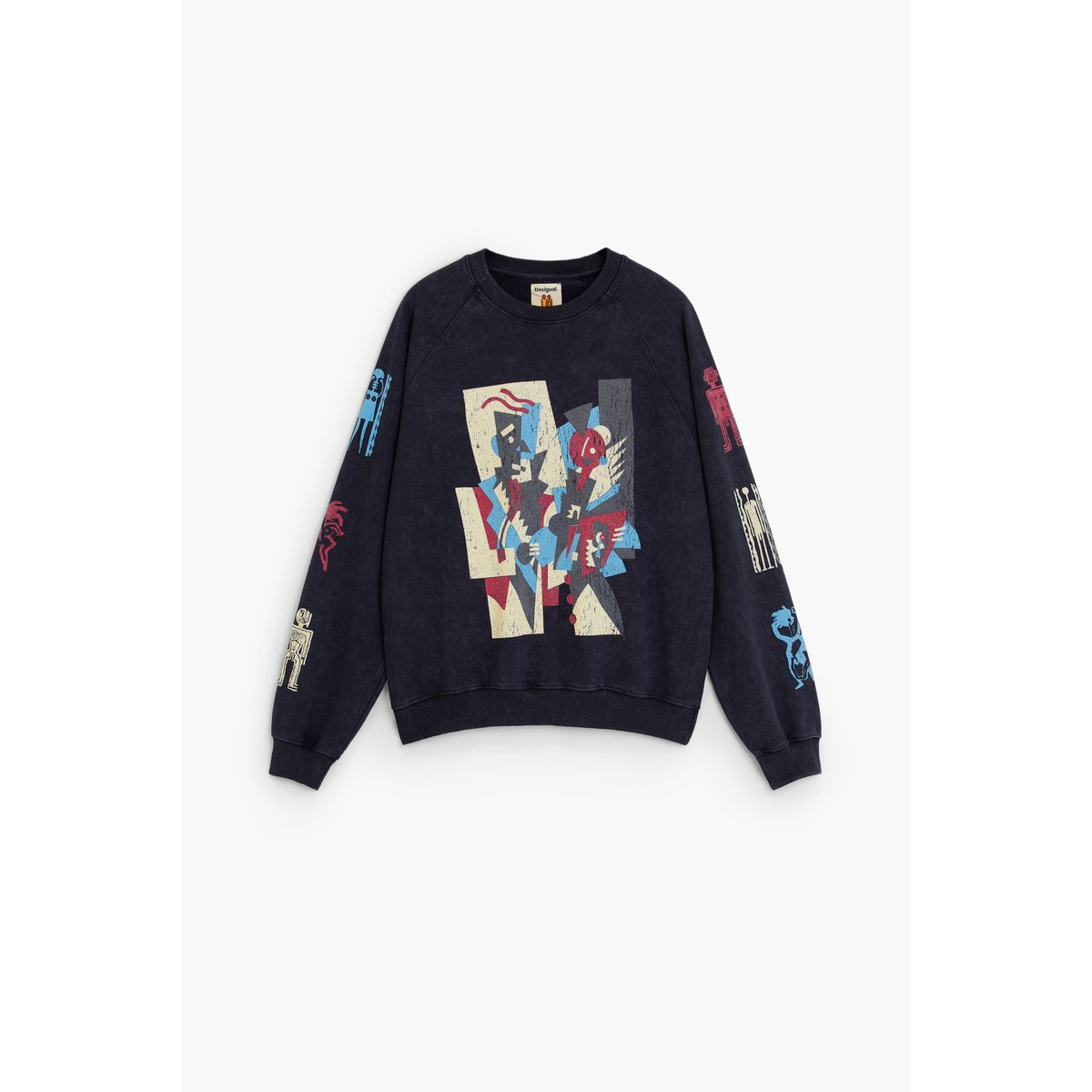 sweat vintage imprimée noir, DESIGUAL
