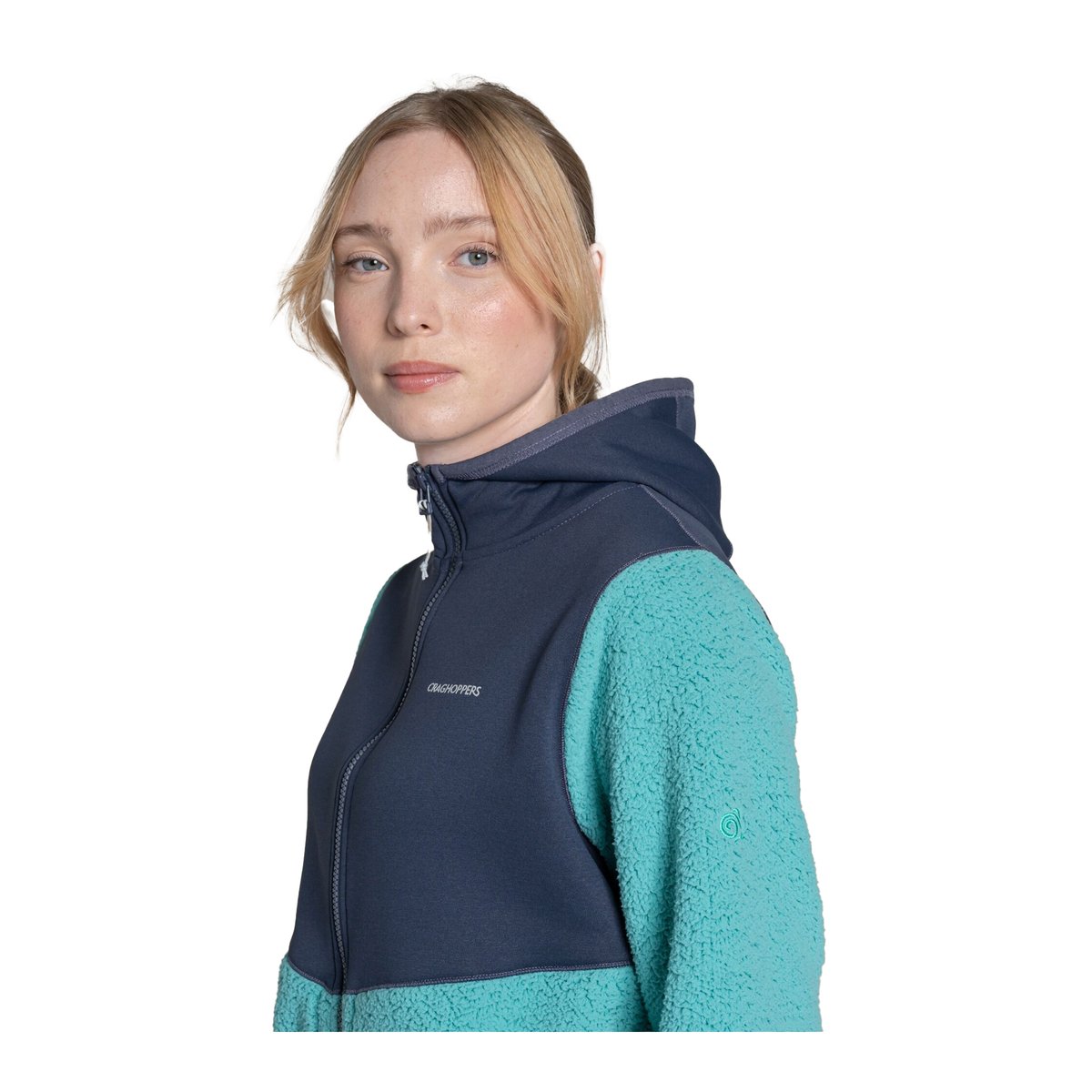 Veste polaire bicolore à capuche TELESTO anthracite / turquoise, CRAGHOPPERS