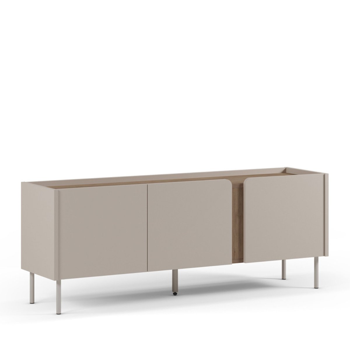 Meuble TV 3 portes en bois et métal L140cm- BOXY beige, DRAWER