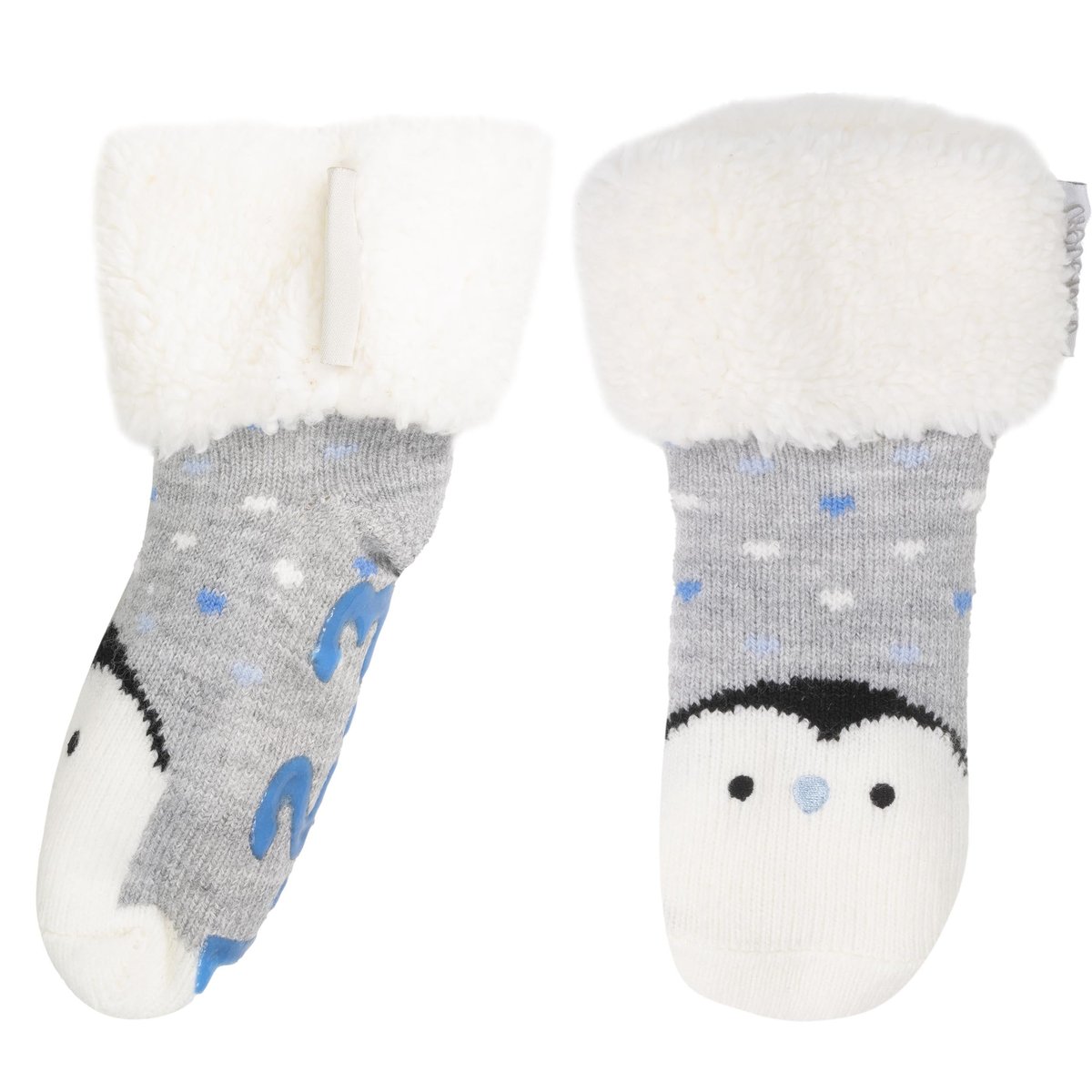 Chaussettes anti-dérapantes pingouin - maille gris, ISOTONER