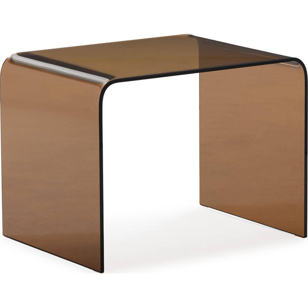 Table d'appoint en verre design ambre café, RECOLLECTION