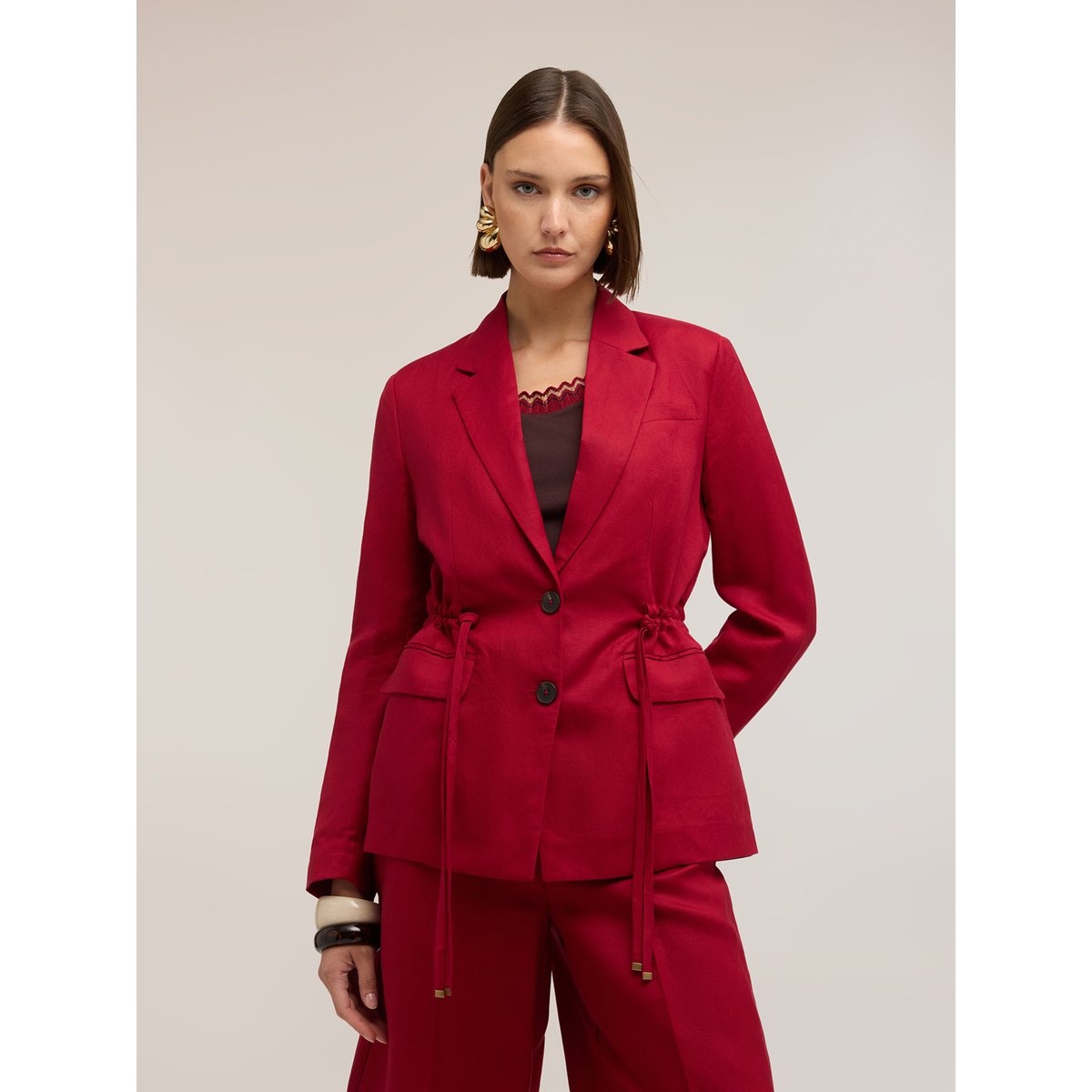 Blazer à cordon de serrage burgundy, MOTIVI