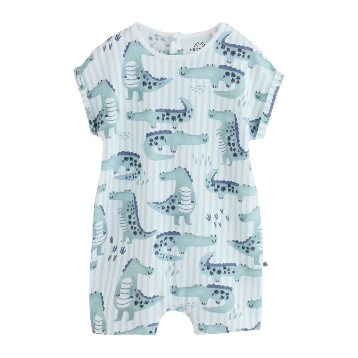 Lot de 3 grenouillères en jersey bébé popper imprimé animal aquarelle bleue, NEXT