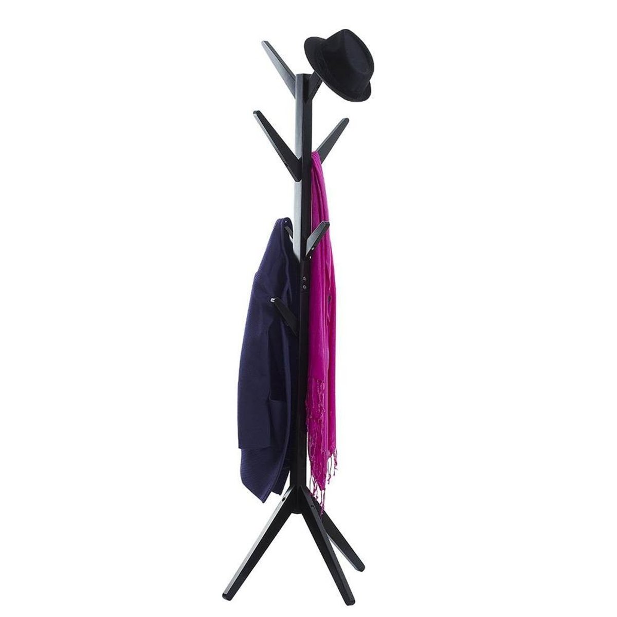 Porte-manteaux En Bois 8 Tiges Noir noir, ATMOSPHERA