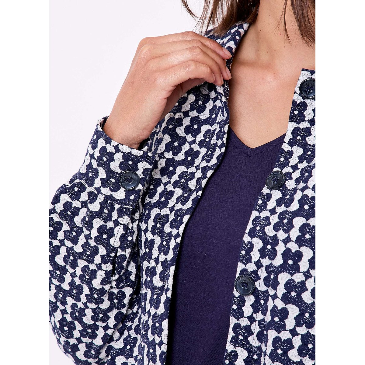 Veste maille jacquard bio SUMALI bleu navy, PRINCESSE NOMADE