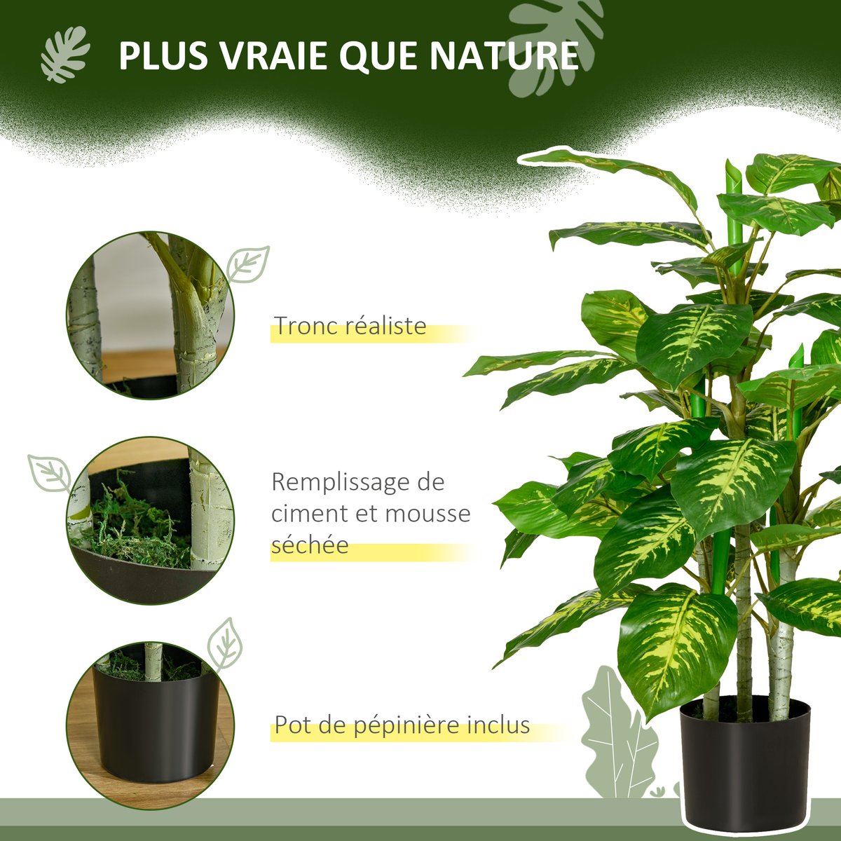 Plantes artificielles PE Vert vert, HOMCOM