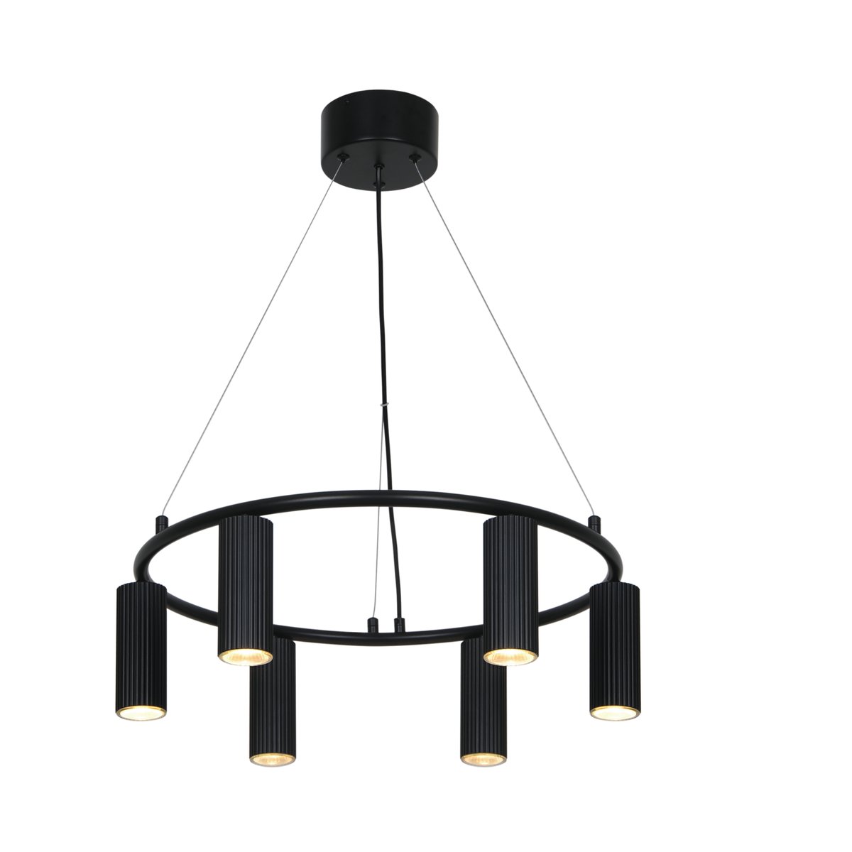 Suspension rond surface striée en aluminium, VICO chandelier noir, NORDLUX