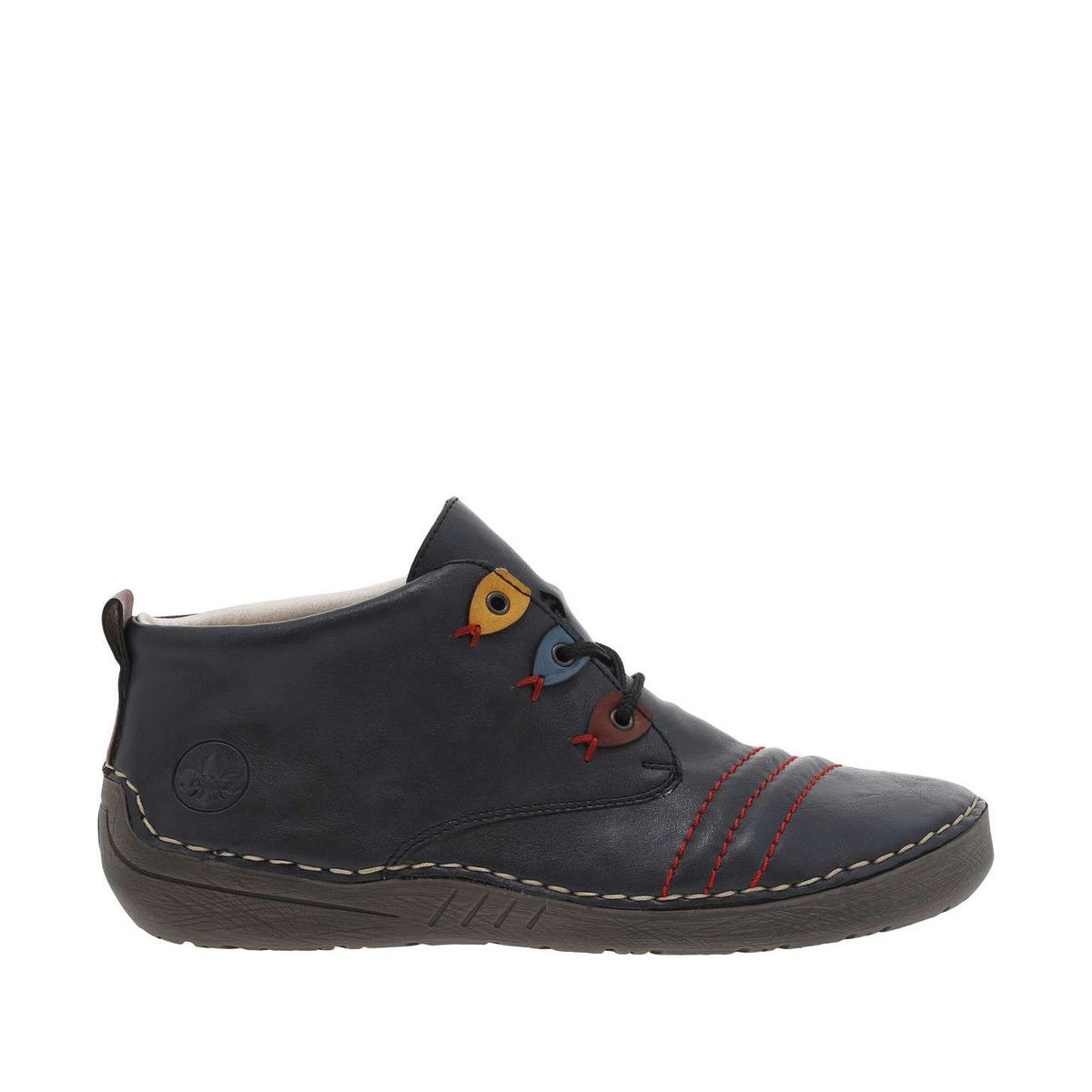 Baskets mi-hautes à semelle montante au talon, ?illets bleu marine, RIEKER
