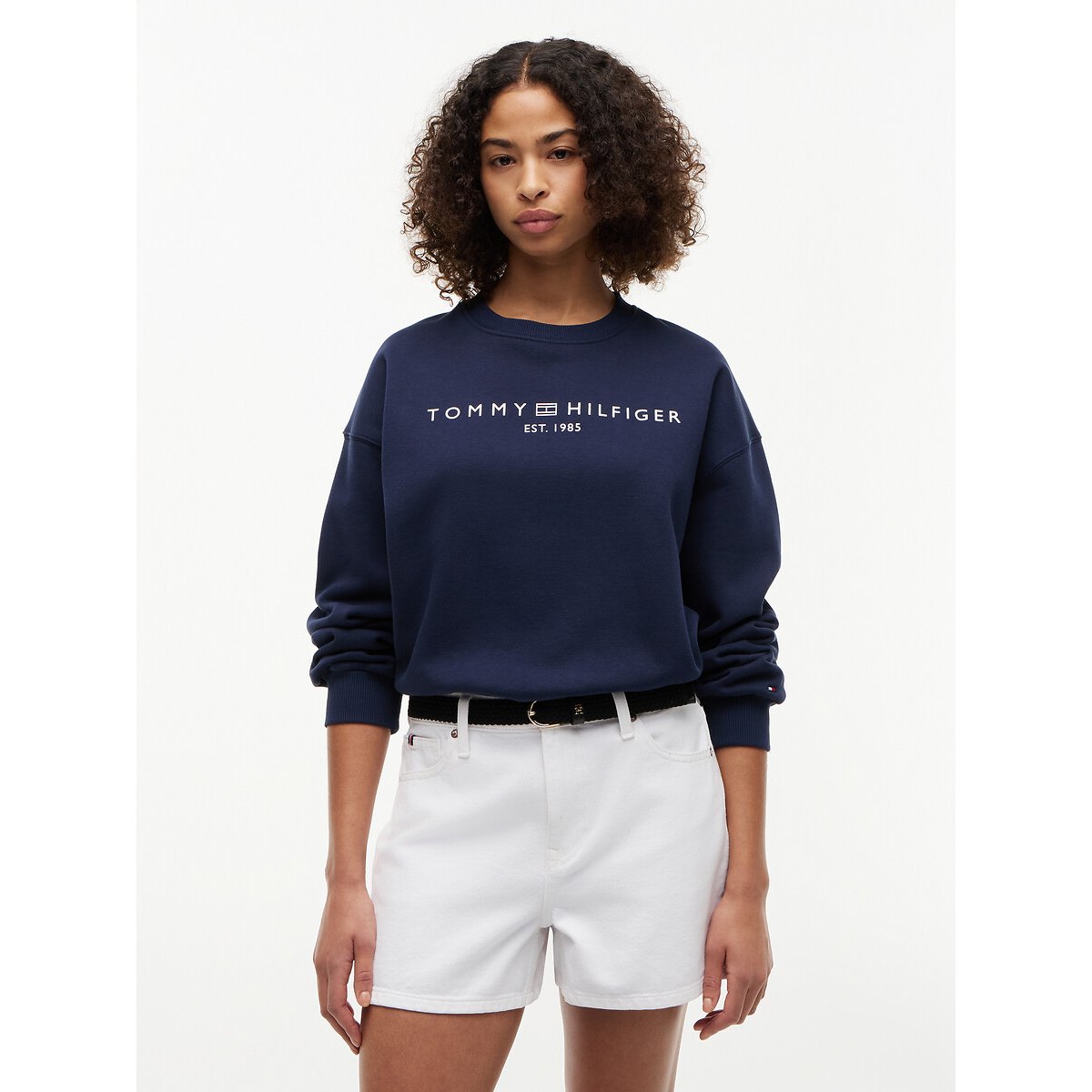 Sweat col rond avec logo marine, TOMMY HILFIGER