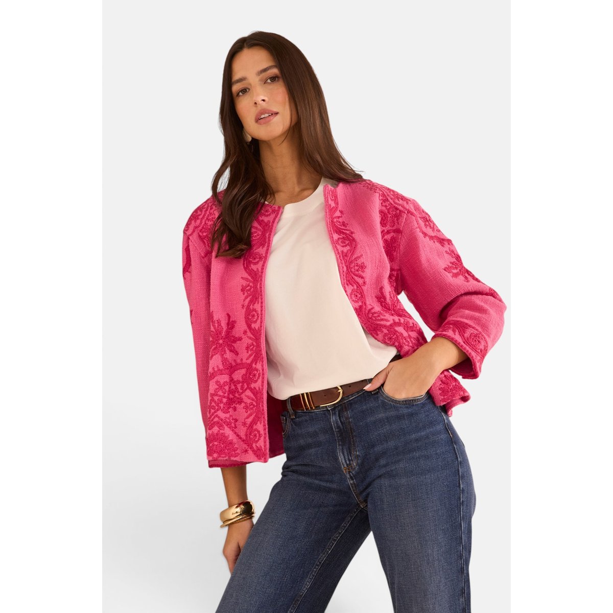 Veste brodée à manches longues en coton VALMA fuchsia, Maison 123