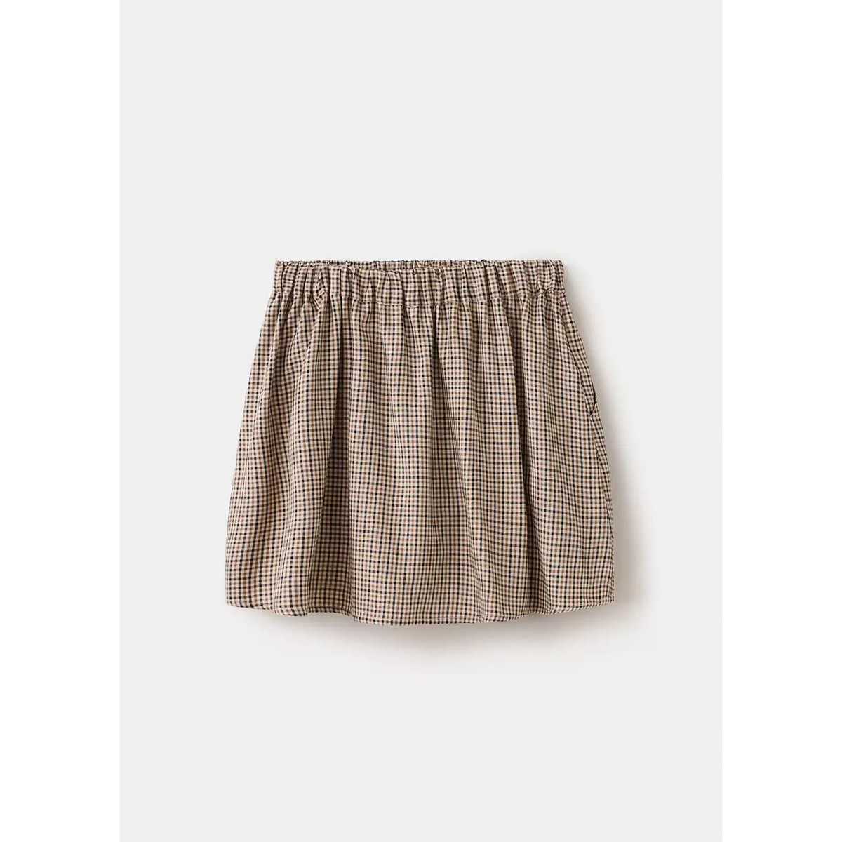 Jupe à carreaux taille élastique beige, MANGO KIDS