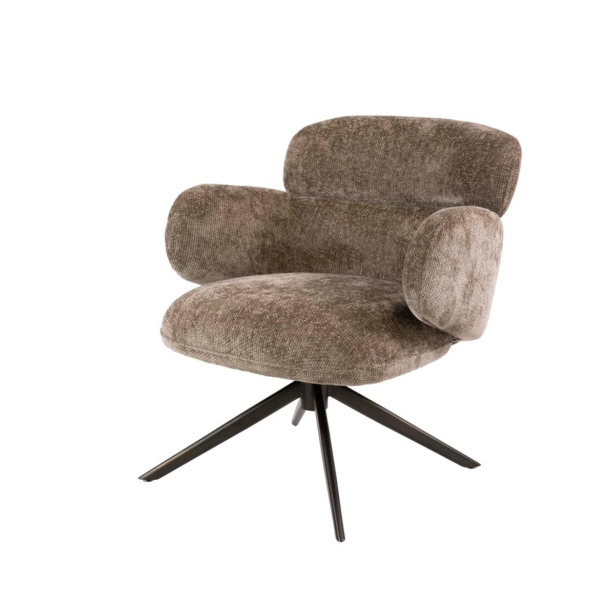 Fauteuil pivotant en tissu, retour automatique CREEK brun, PIER IMPORT