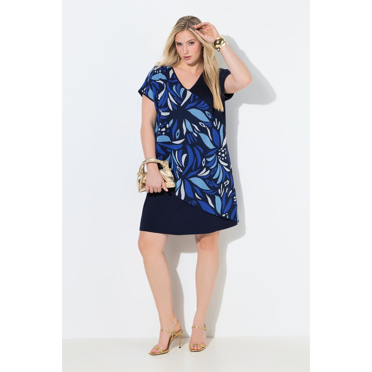 Robe oversize, avec voile en mousseline marine, ULLA POPKEN