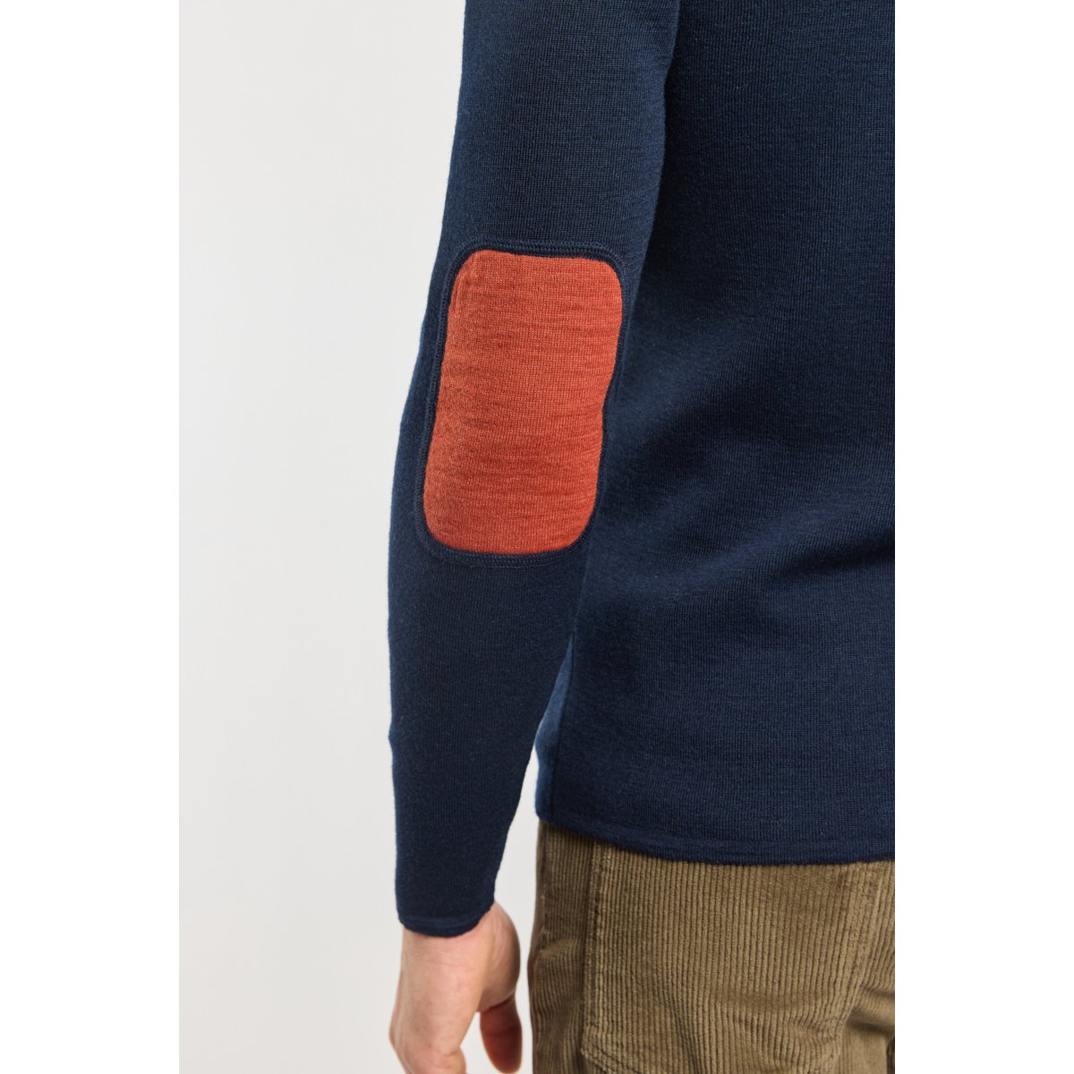 Pull col camionneur Deauville - laine marine deep/ketchup, ARMOR-LUX