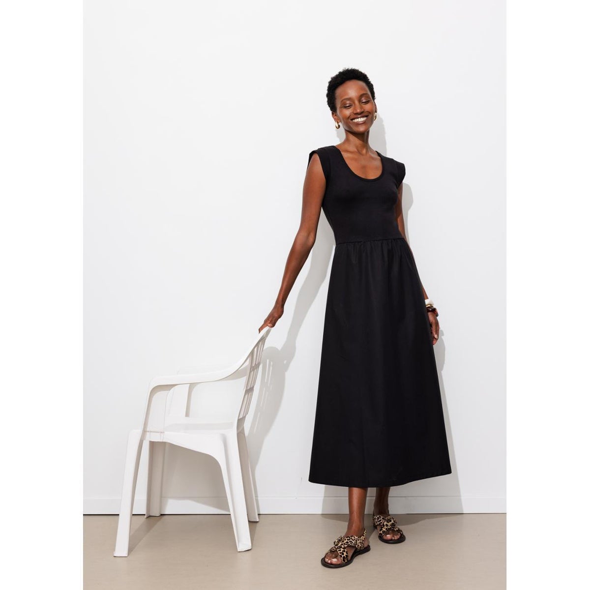Robe-débardeur unie noir, PROMOD