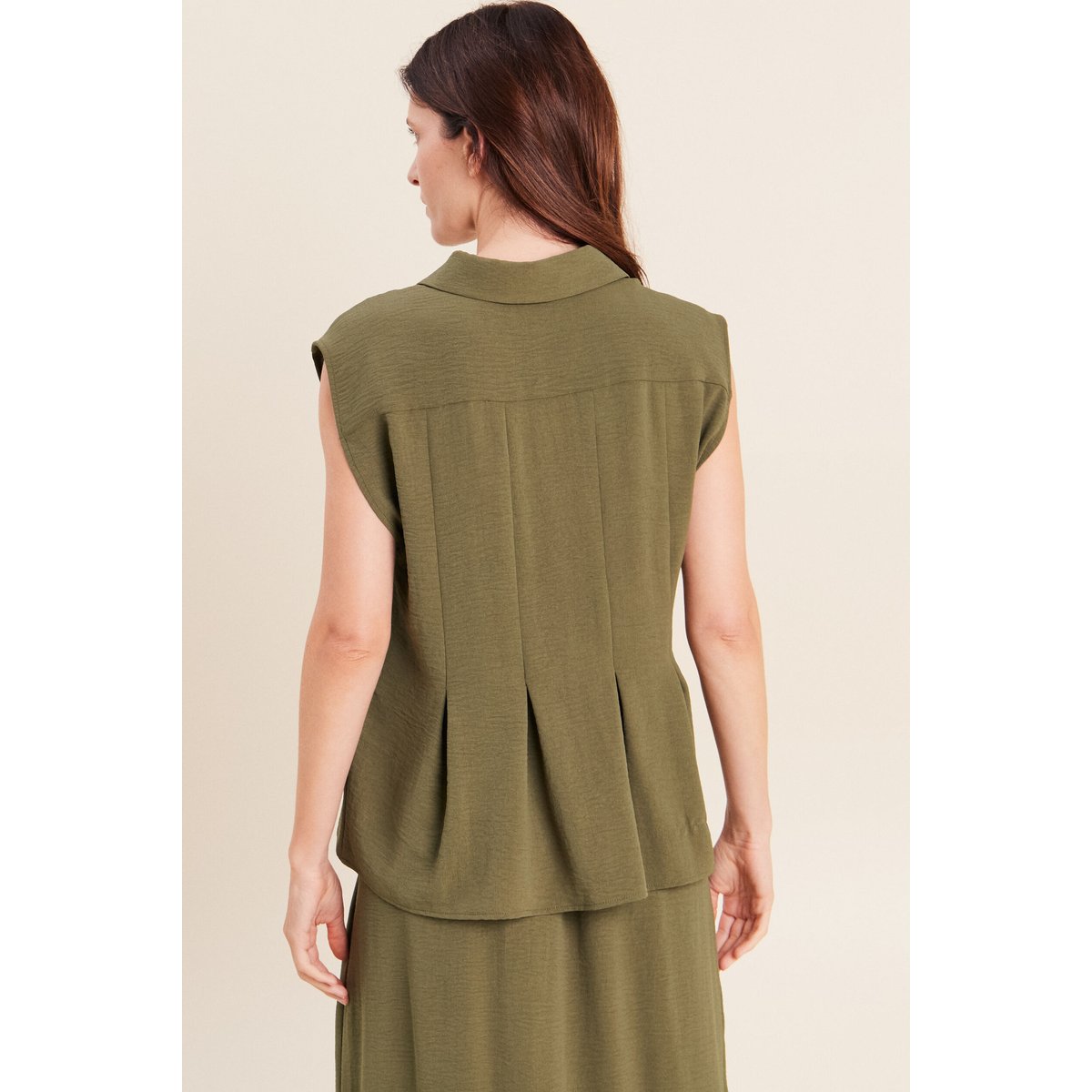 Chemise cintrée manches courtes vert kaki, BREAL