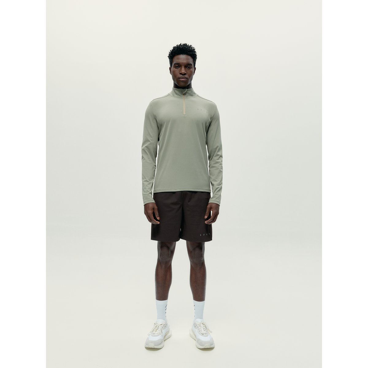 Sweat de sport homme Kael Demi-zip fermeture éclair vert thé, BORN