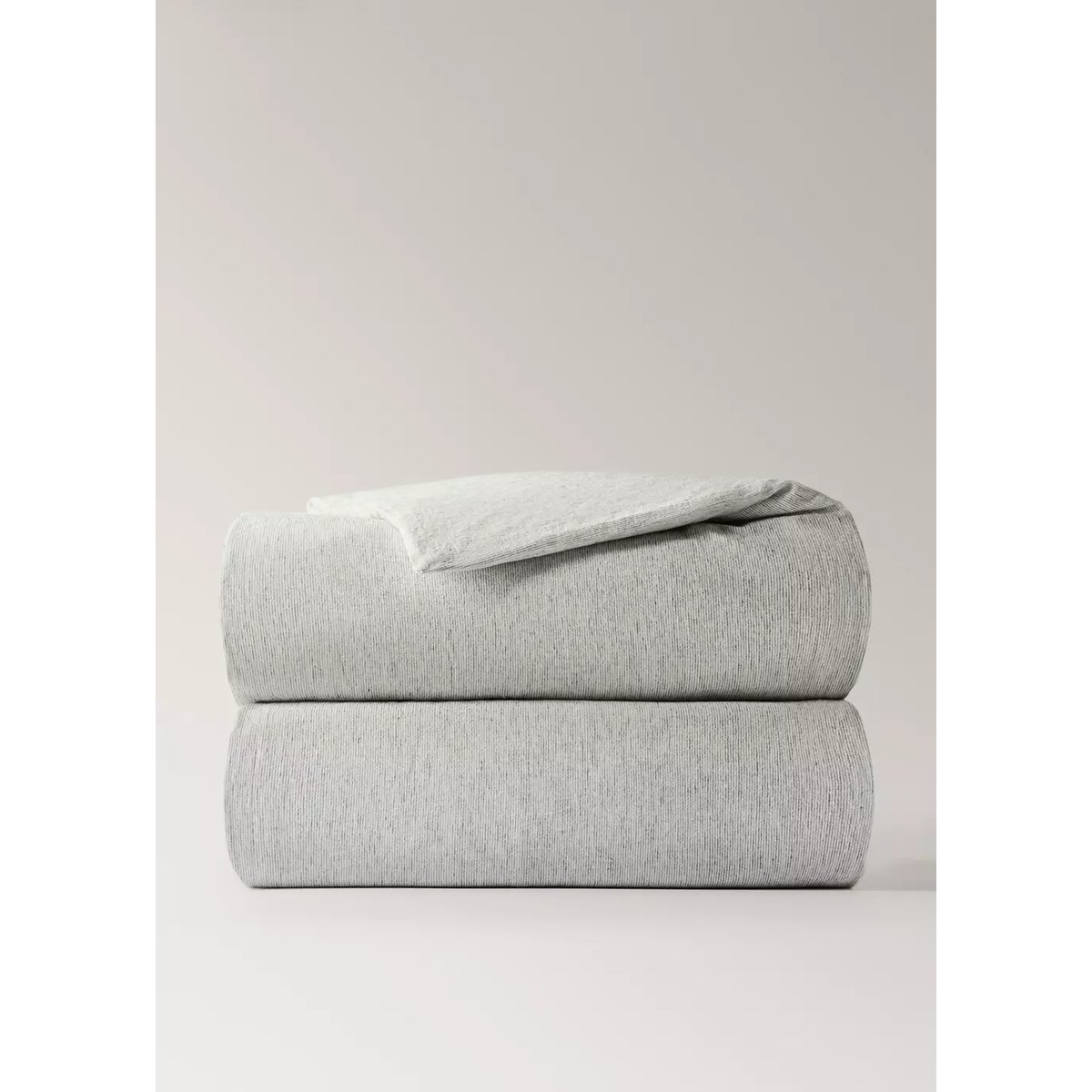 Housse de couette coton lin à rayures fines Lit 90 cm gris, MANGO HOME