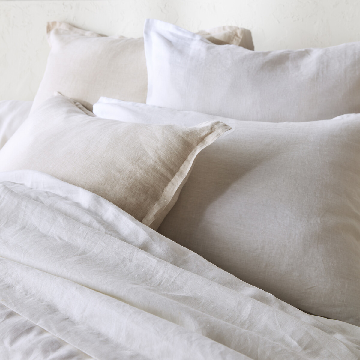 Linot Plain 100% Washed Linen Duvet Cover white, LA REDOUTE INTERIEURS