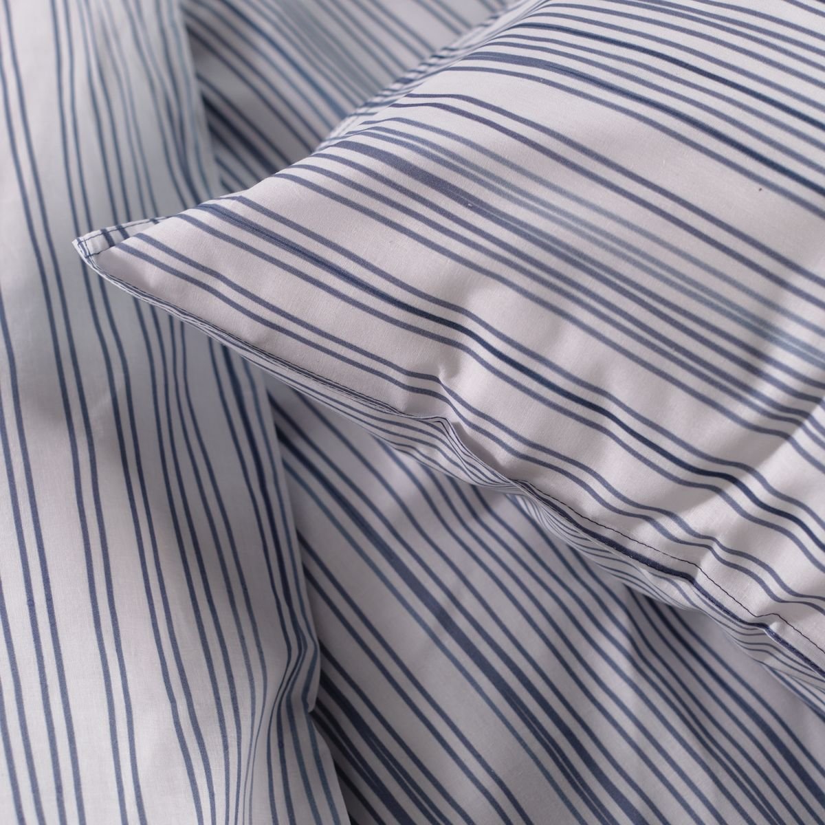 Parure de lit imprimé rayures coton SUNSHINE AURORE blanc, TODAY