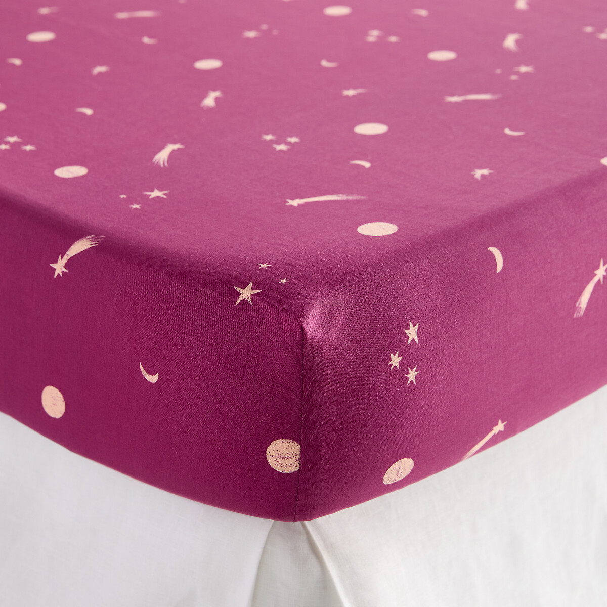 Drap-housse enfant, en 30% de coton recyclé, bonnet 25 cm, PRINCESSE ÉTOILÉE rose, LA REDOUTE INTERIEURS