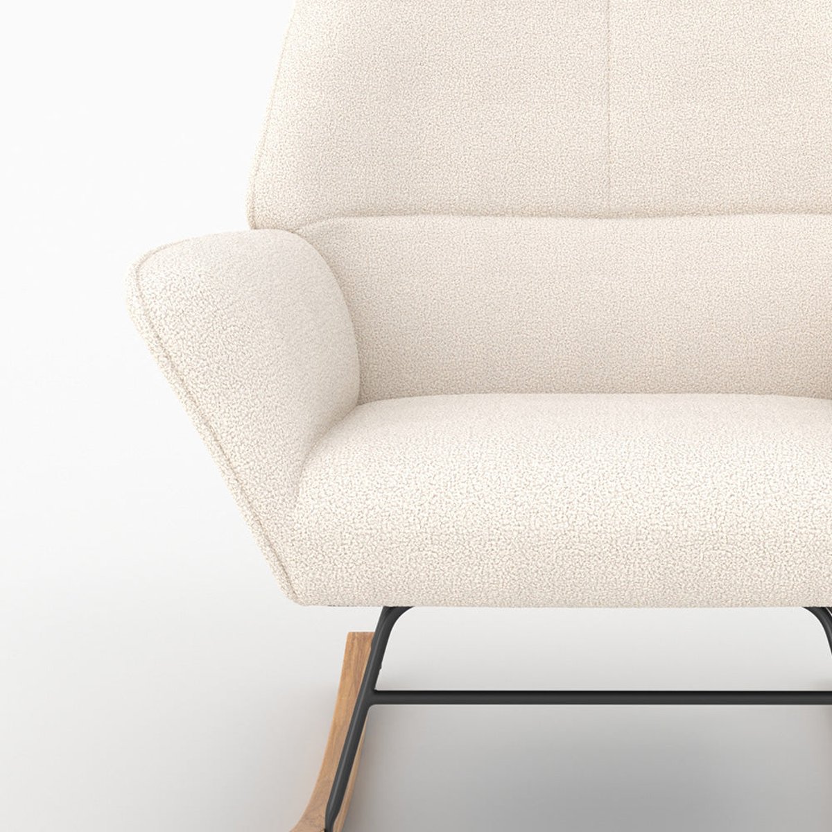 Rocking-chair en tissu bouclé - SHAUN blanc, MAISON PAVANE