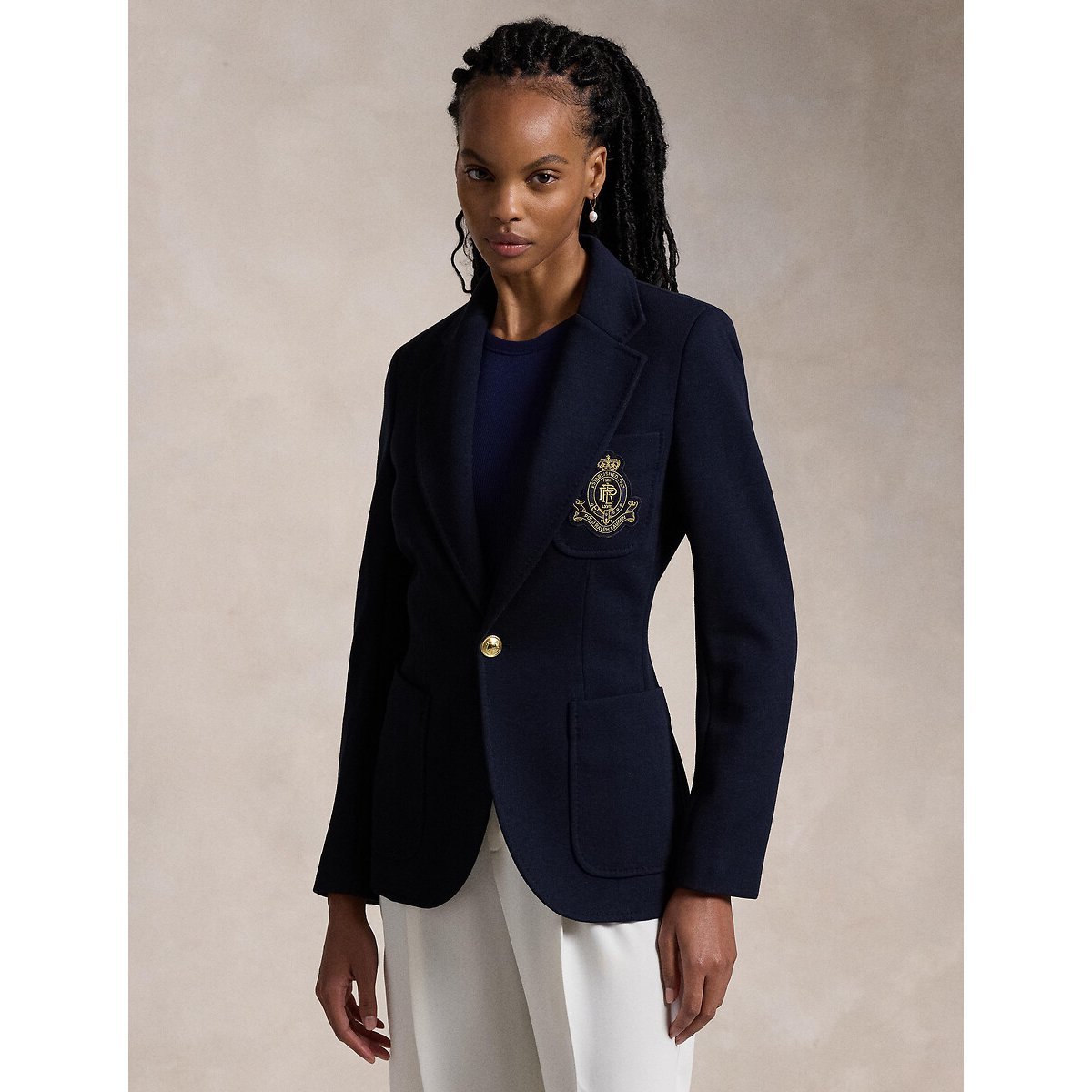 Veste blazer avec blason brodé marine, POLO RALPH LAUREN