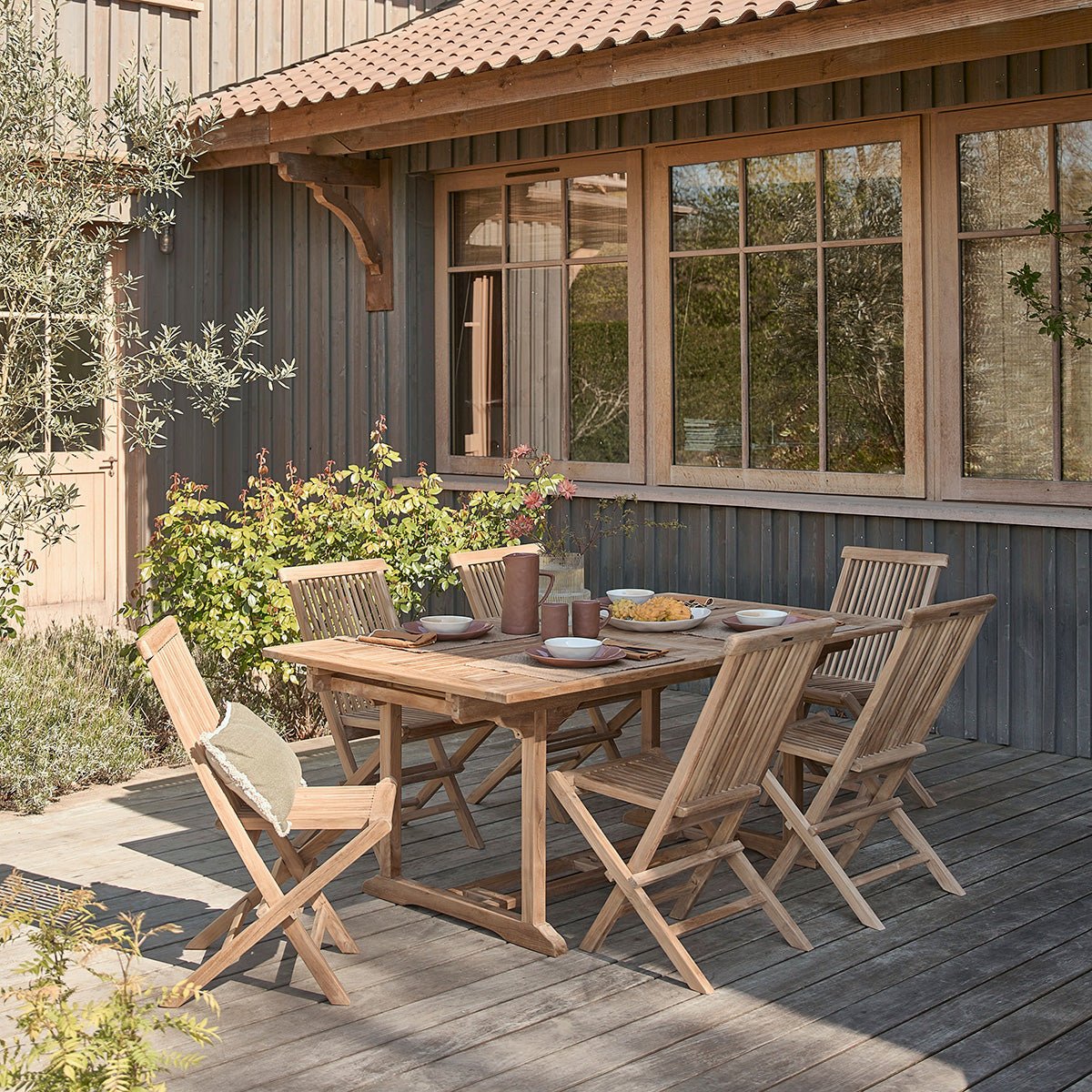 Salon de jardin en teck massif extensible 8/10 places MALTE naturel, BERAH GETAH