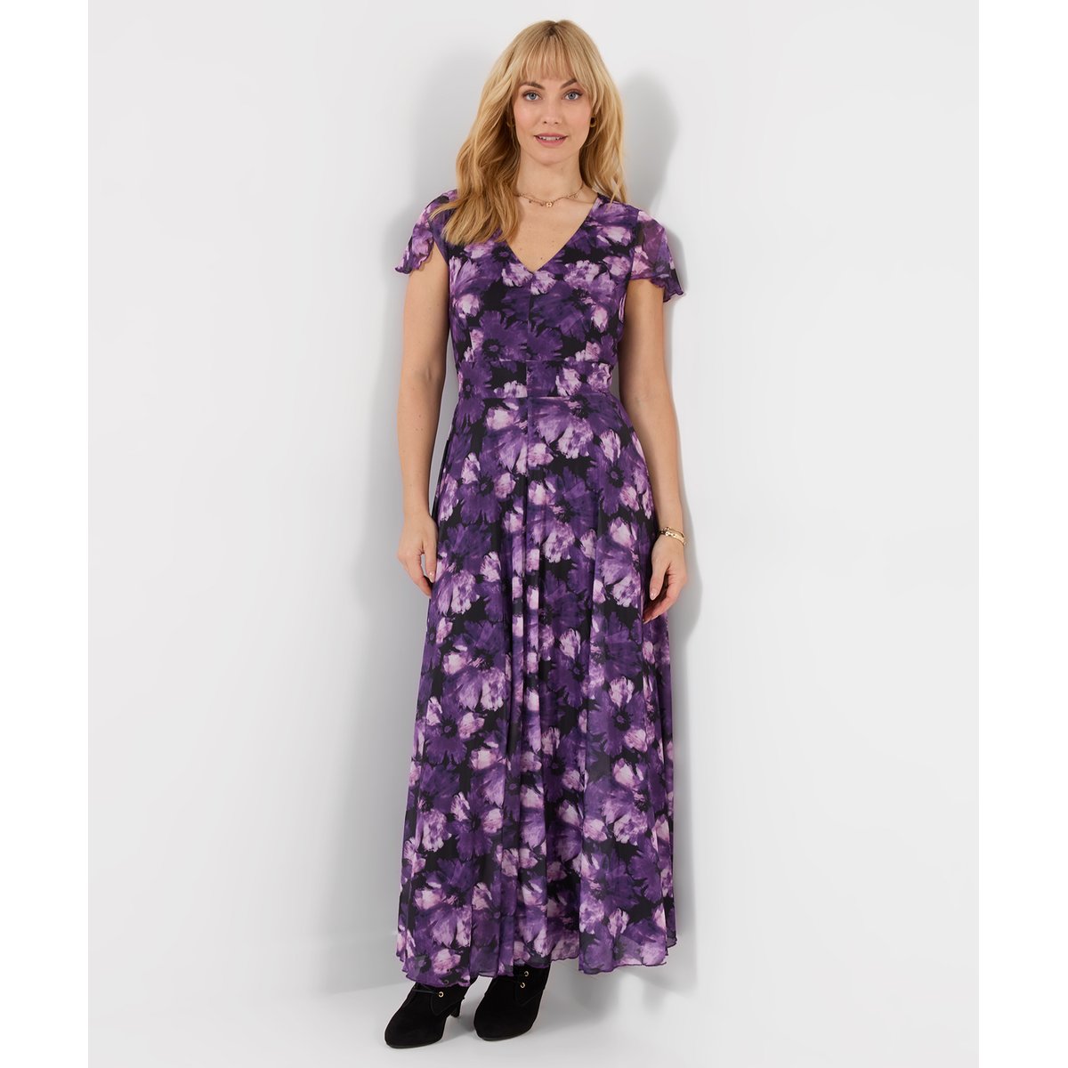 Fabuleuse Robe Longue en Mesh Fleurie violet, JOE BROWNS