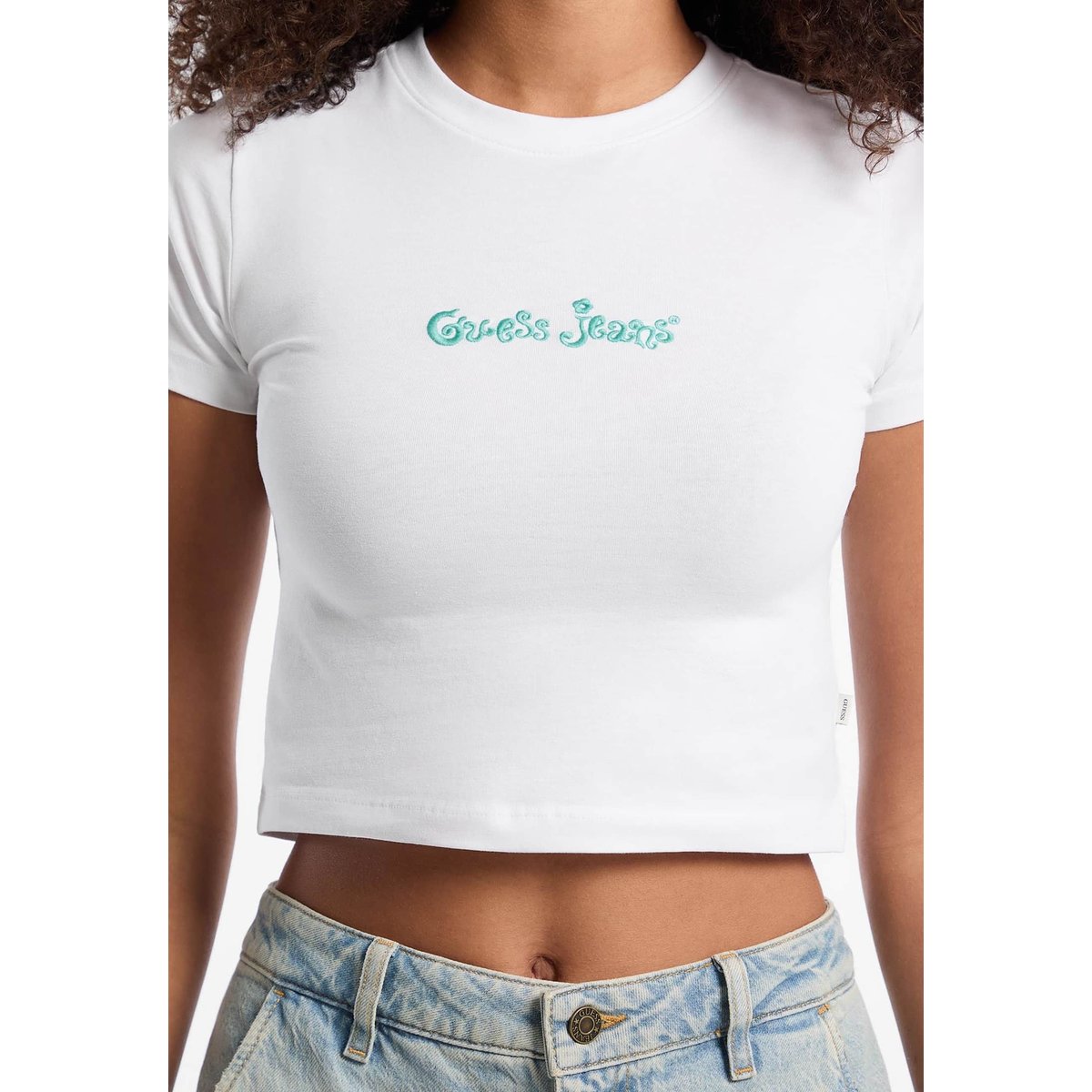 T-Shirt Logo Brodé blanc, GUESS JEANS