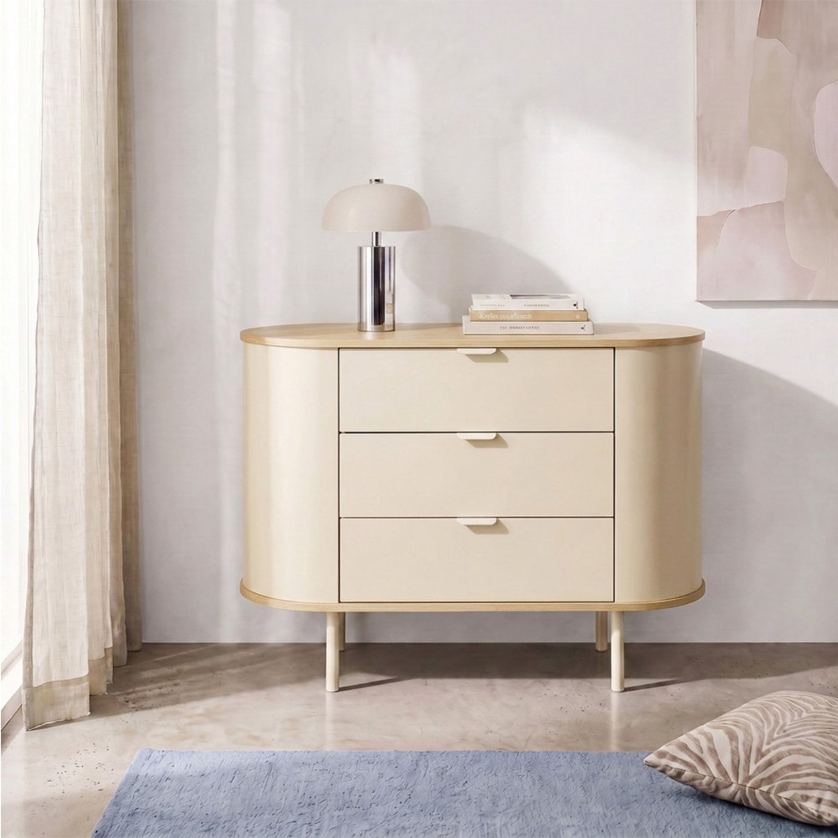 Commode 3 tiroirs en bois et métal- WILL beige, DRAWER