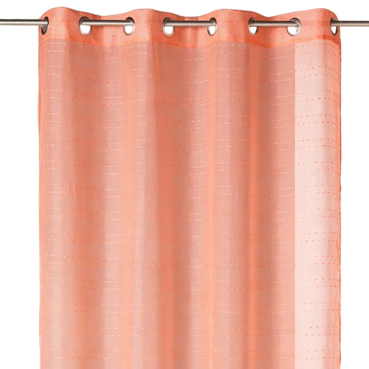 Voilage rayures brodées en pointillées orange corail, HOME MAISON