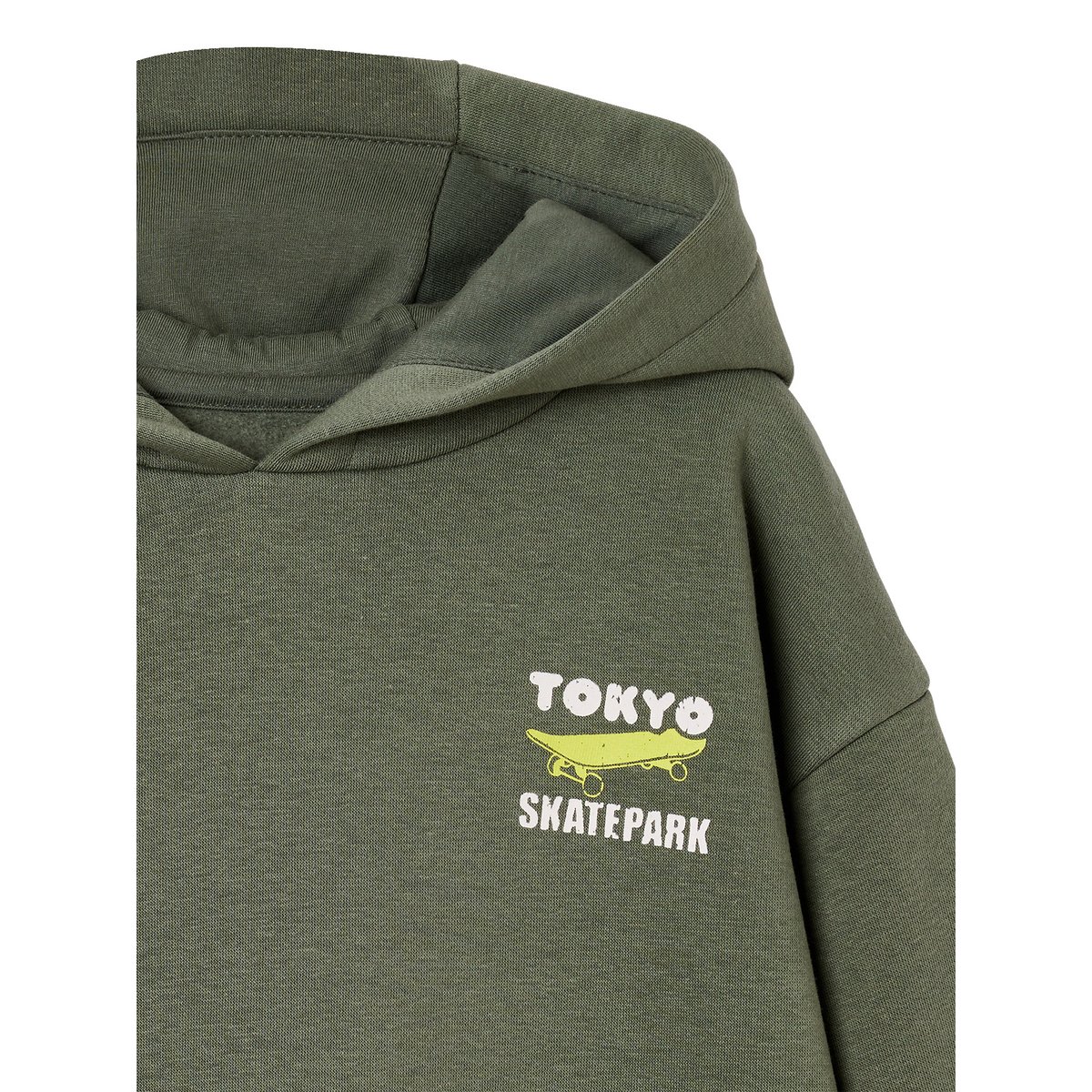 Sweat à capuche motif poitrine vert sauge, VERTBAUDET