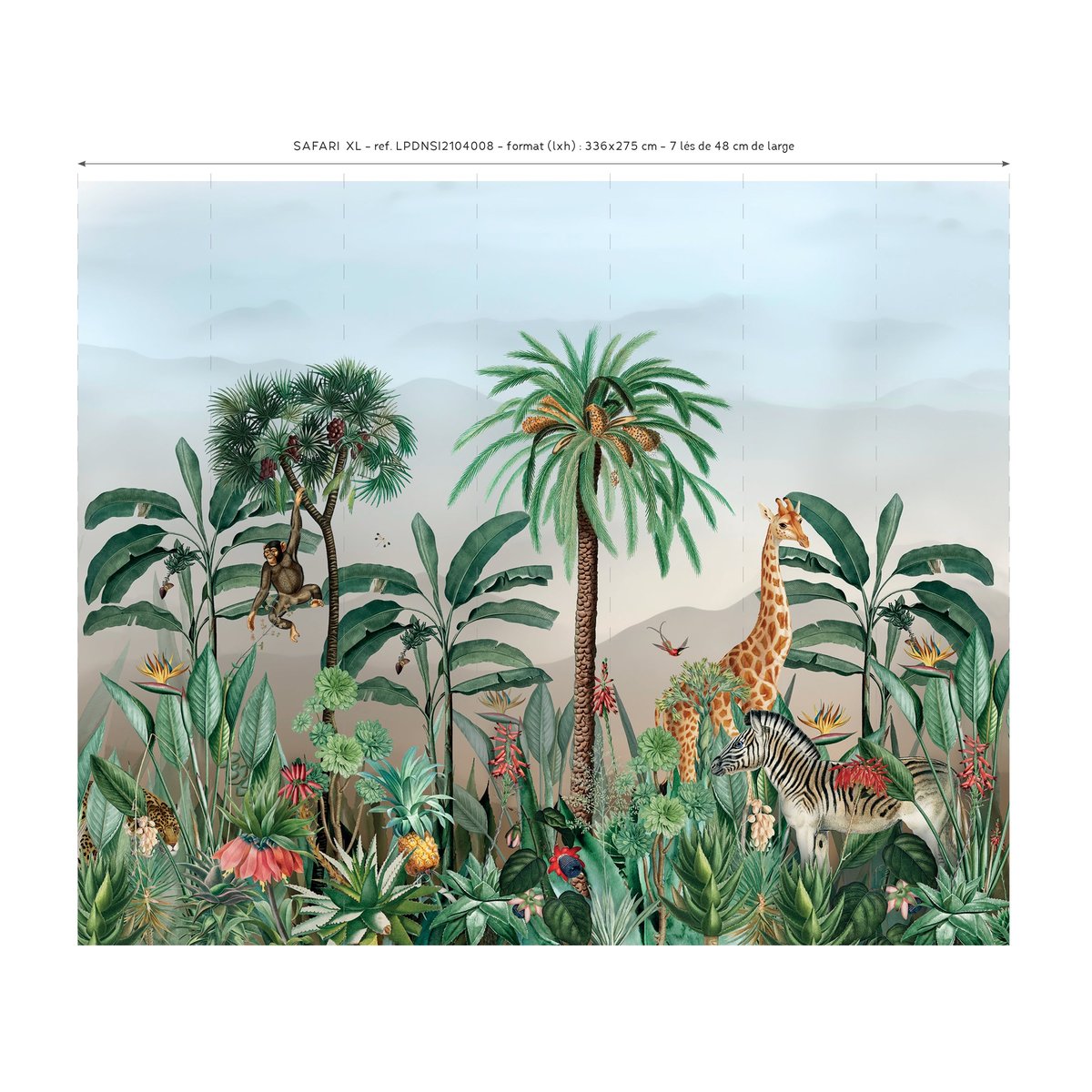 Papier peint panoramique Safari XL - Lé Papiers de Ninon multicolore, LE PAPIERS DE NINON