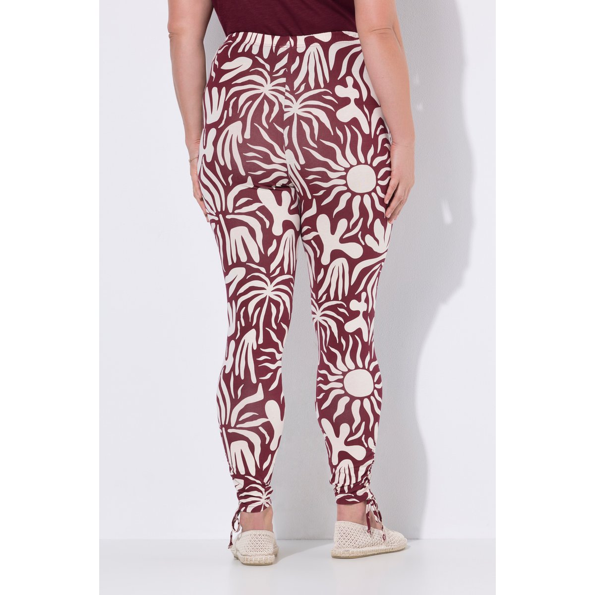 Legging motif feuilles, en coton bio feuille morte, ULLA POPKEN