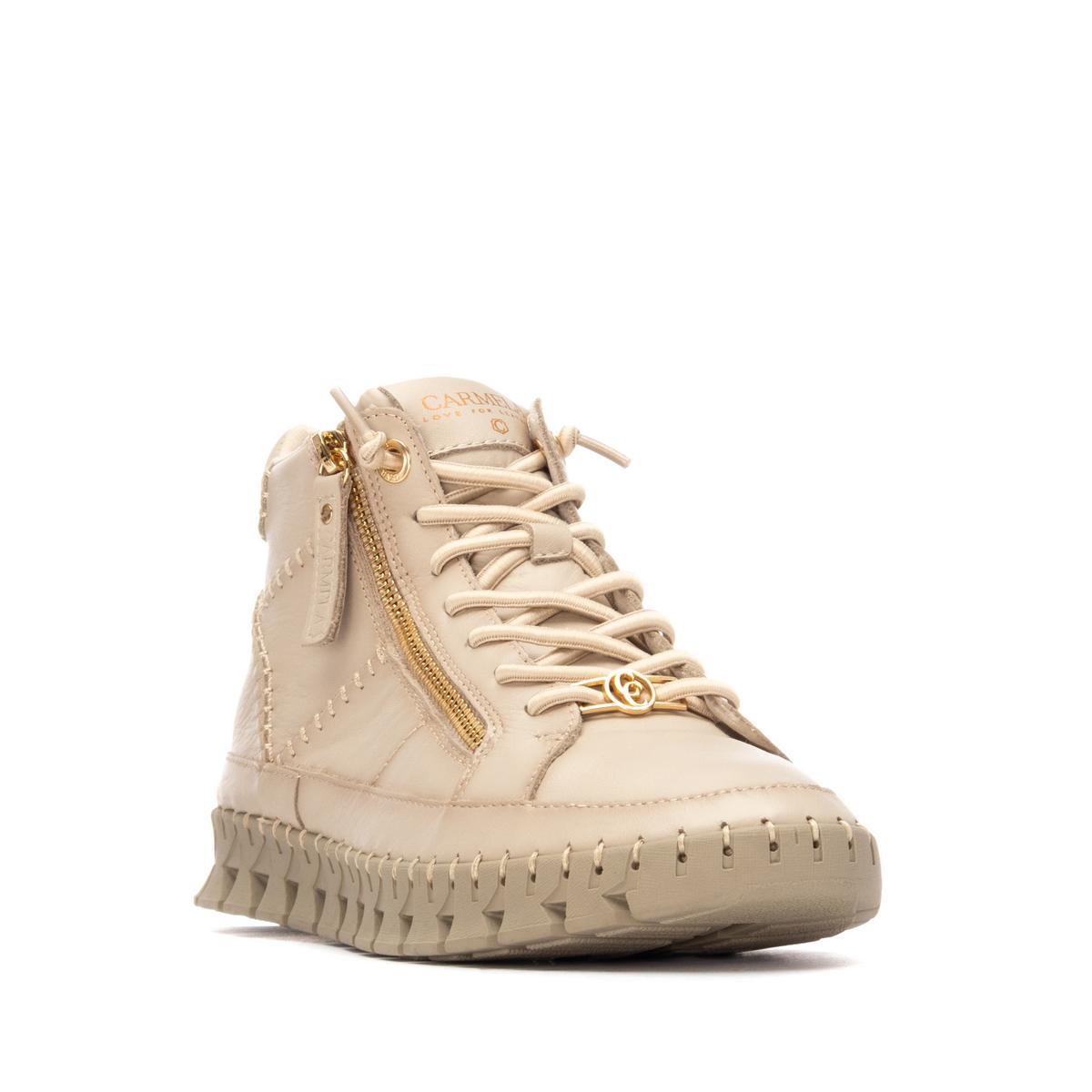 Baskets Plaine Fermeture éclair beige, CARMELA