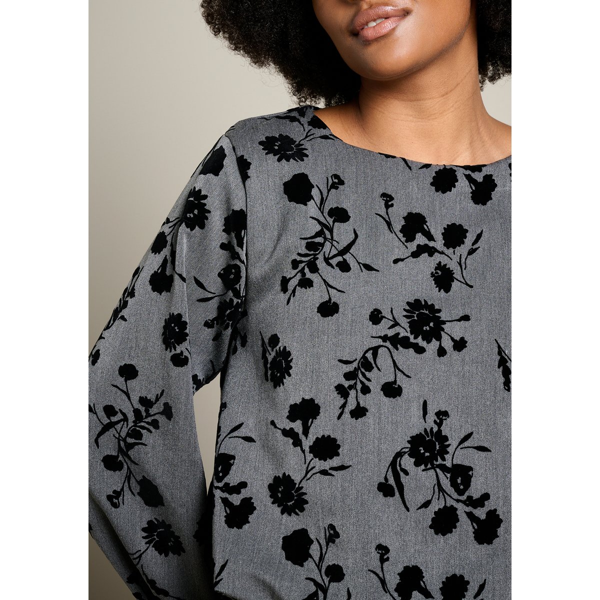 Blouse à motif floral medium grey, LOLALIZA