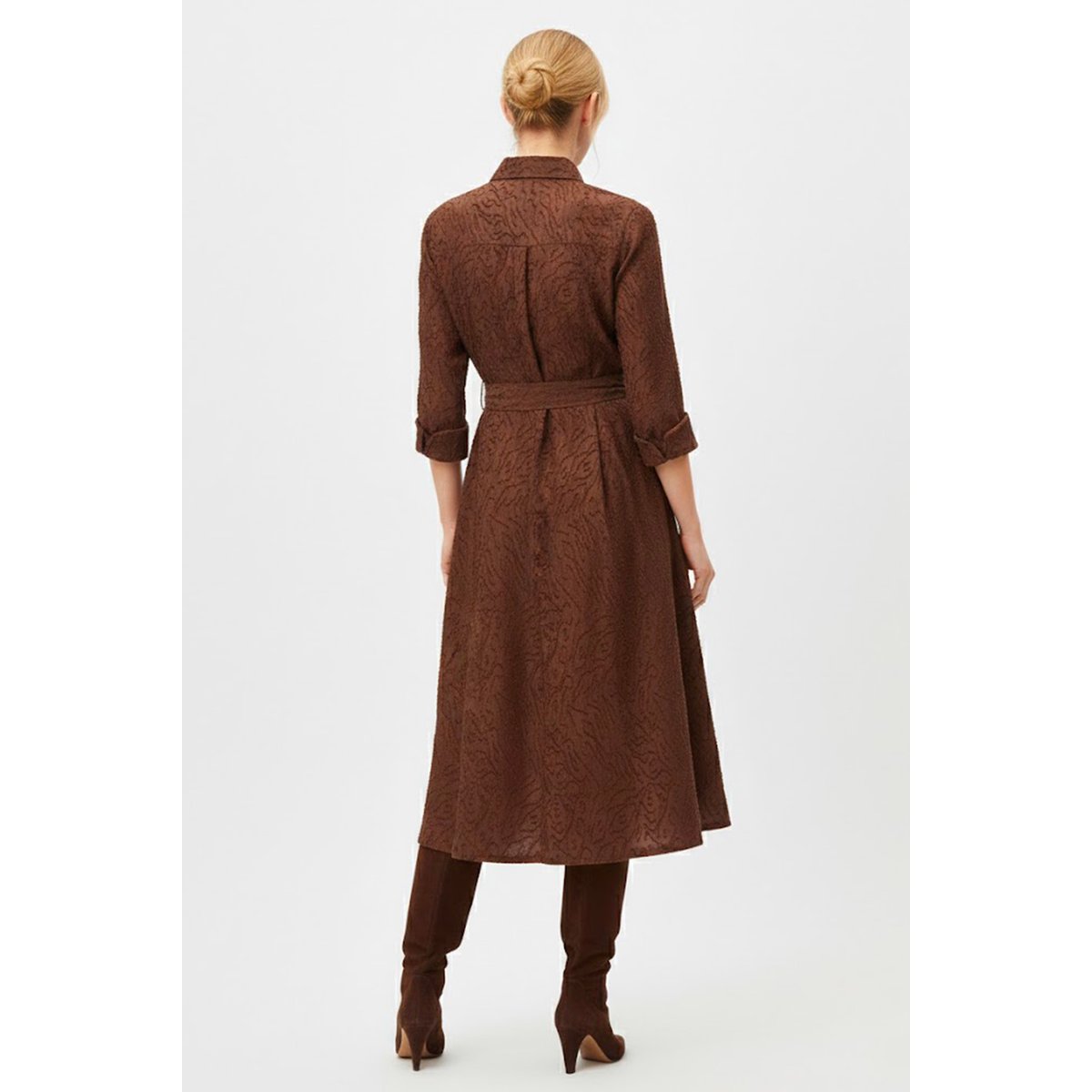 Robe chemise en jacquard ALBANE marron, DERHY
