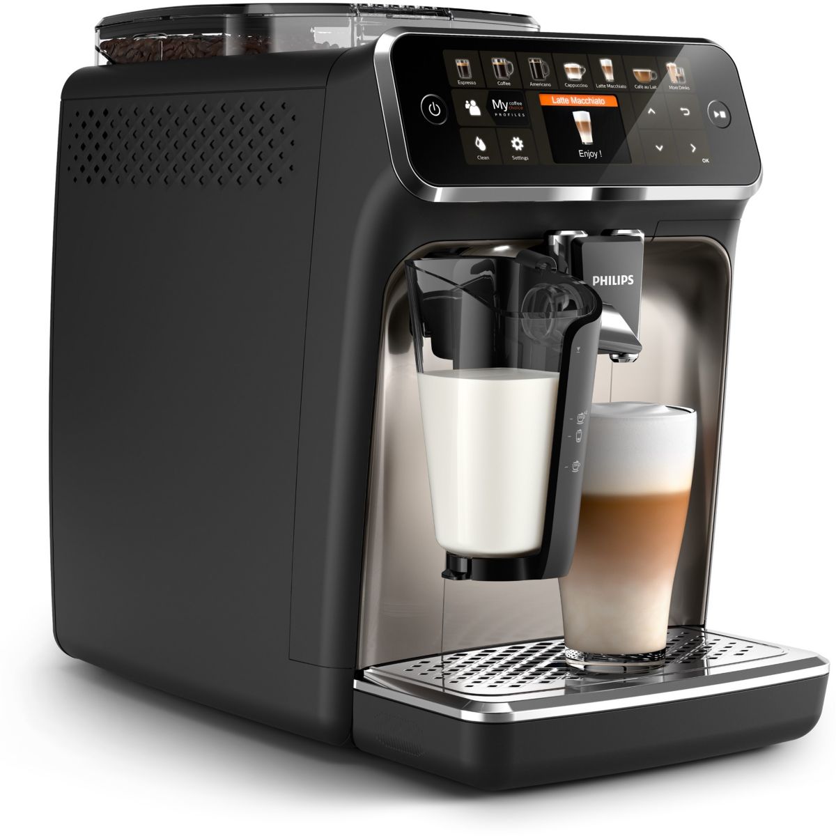 Expresso Broyeur EP5447/90 Machine à café à grain Grise Série 5400 LatteGo couleur unique, PHILIPS
