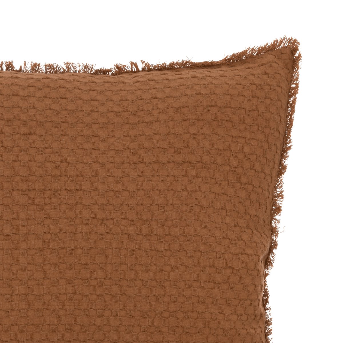 Coussin déhoussable à franges WIDDY terracotta, ATMOSPHERA