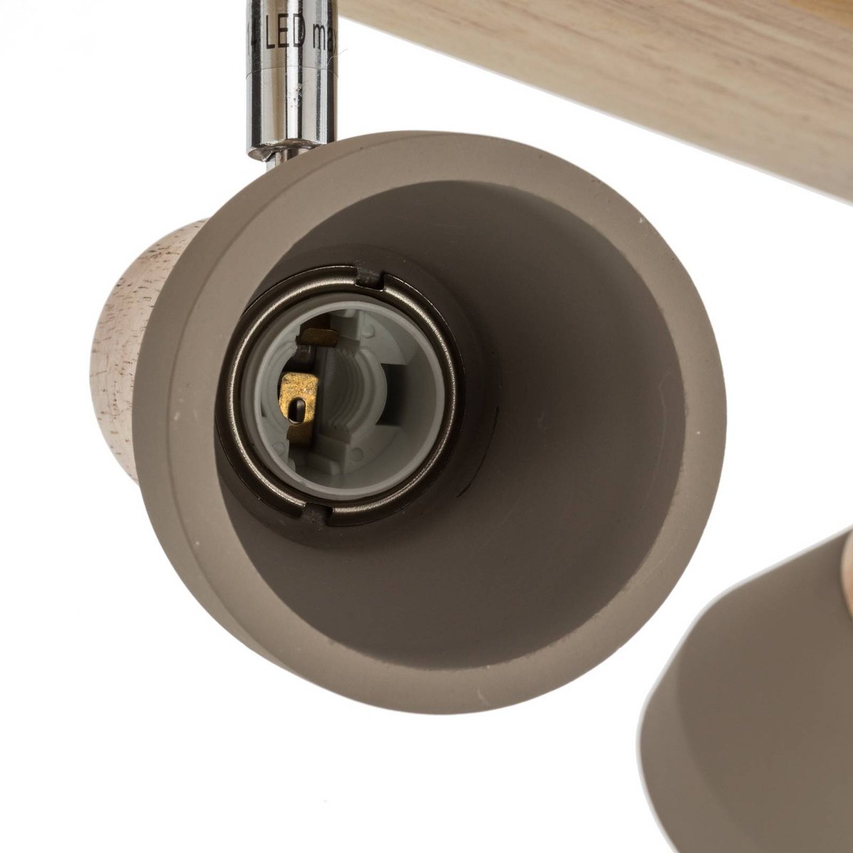 Spot scandinave, Filiz gris béton, bois clair, nickel satiné, LINDBY