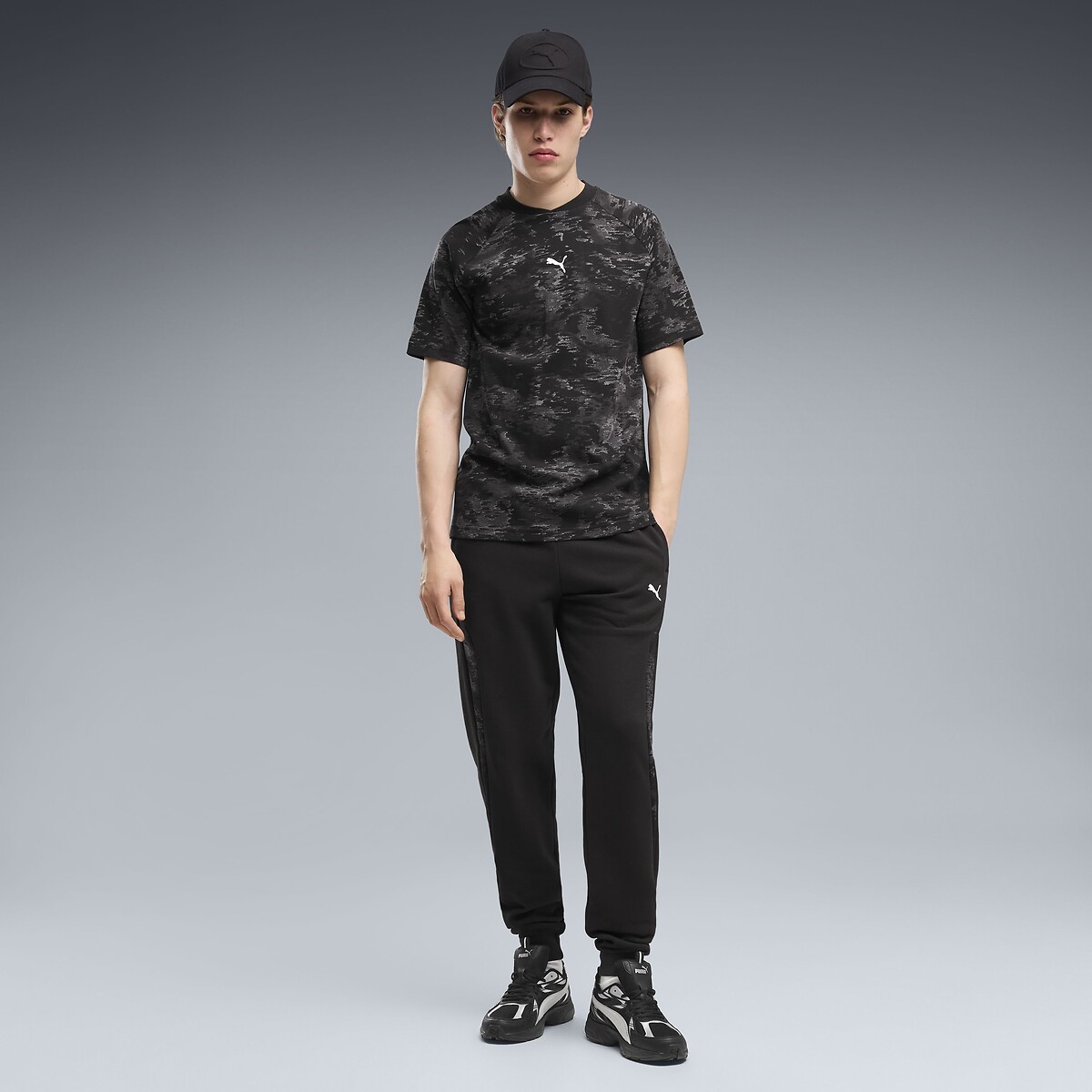 T-shirt de manga curta estampada, Camo preto , PUMA