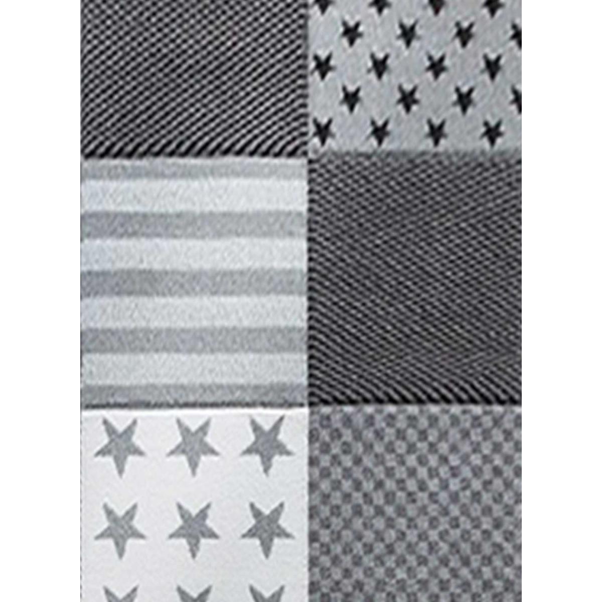 Tapis enfant tissé motif géométrique LYN8 FLAG START gris, UN AMOUR DE TAPIS