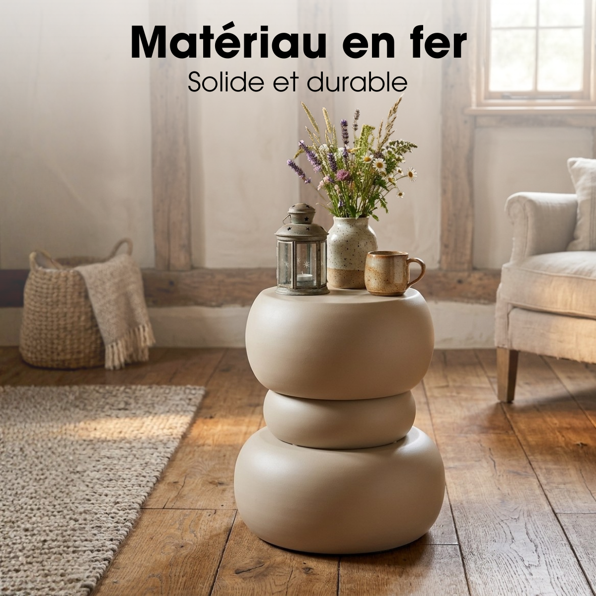 Table d'appoint ZEA blanc cassé, MICA DECORATIONS