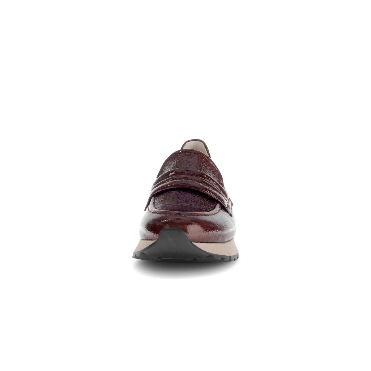 Slipper en cuir vernis à talon compensé rouge, GABOR